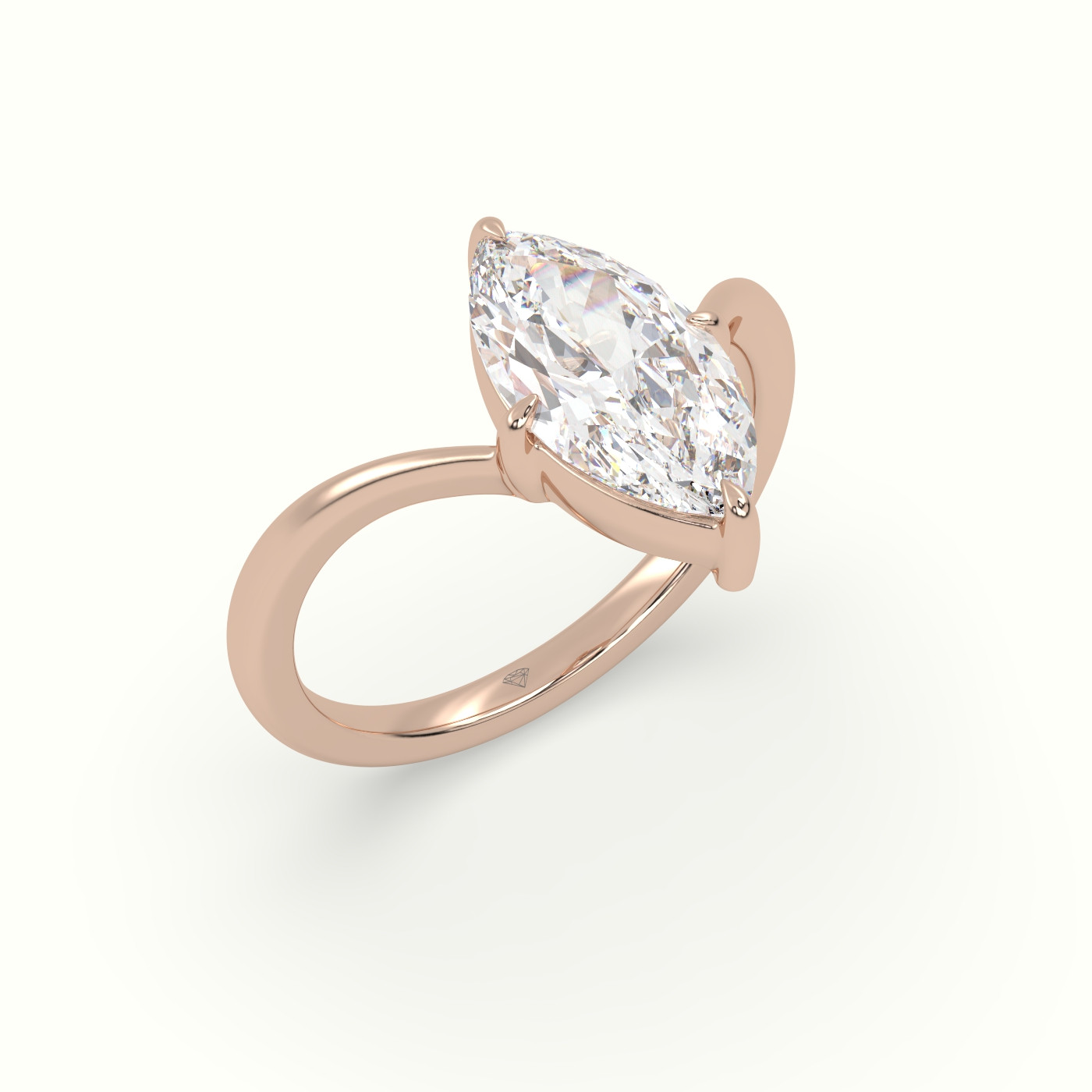 10K Rose Gold Marquise Solitaire Engagement Ring