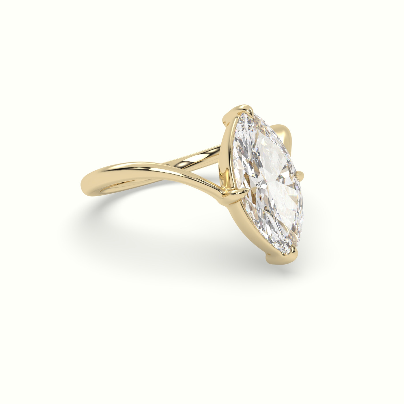 10K Yellow Gold Marquise Solitaire Engagement Ring