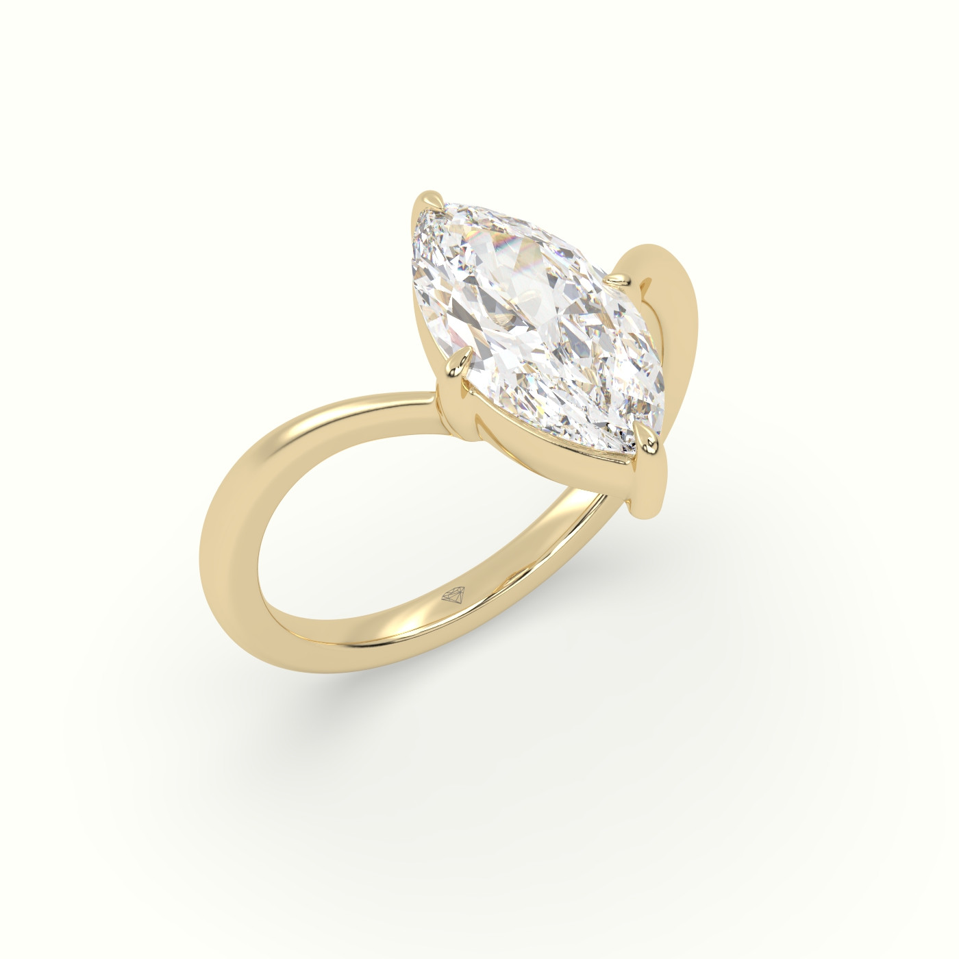 10K Yellow Gold Marquise Solitaire Engagement Ring