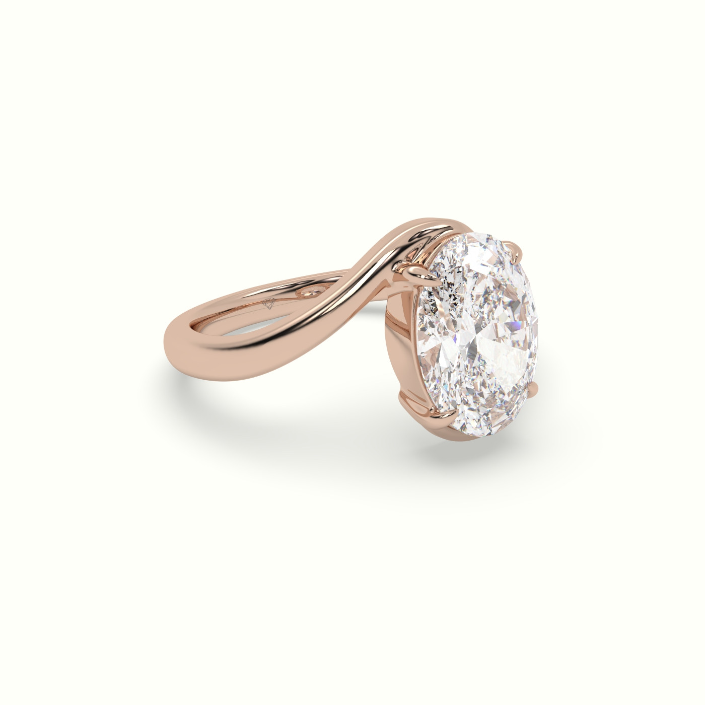 18K Rose Gold Oval Solitaire Engagement Ring