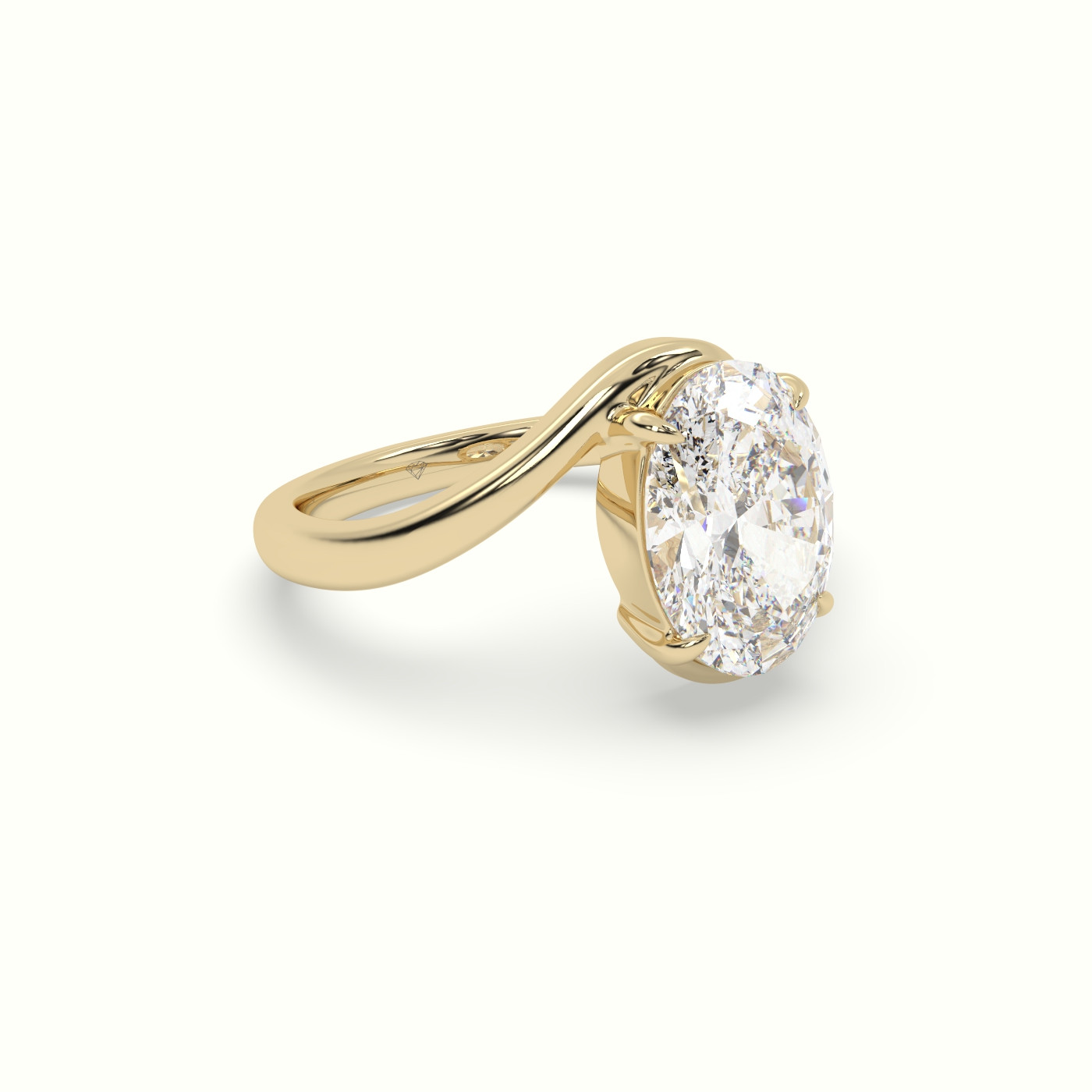 18K Yellow Gold Oval Solitaire Engagement Ring