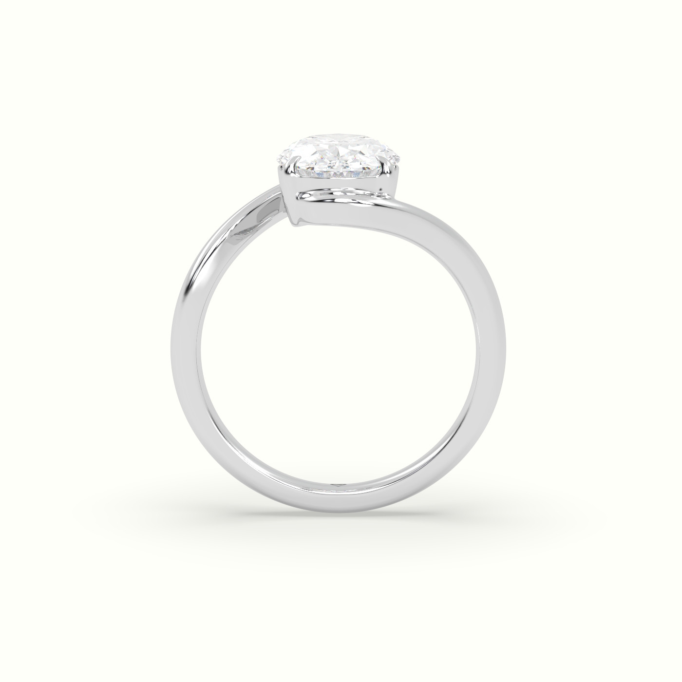 10K White Gold Oval Solitaire Engagement Ring