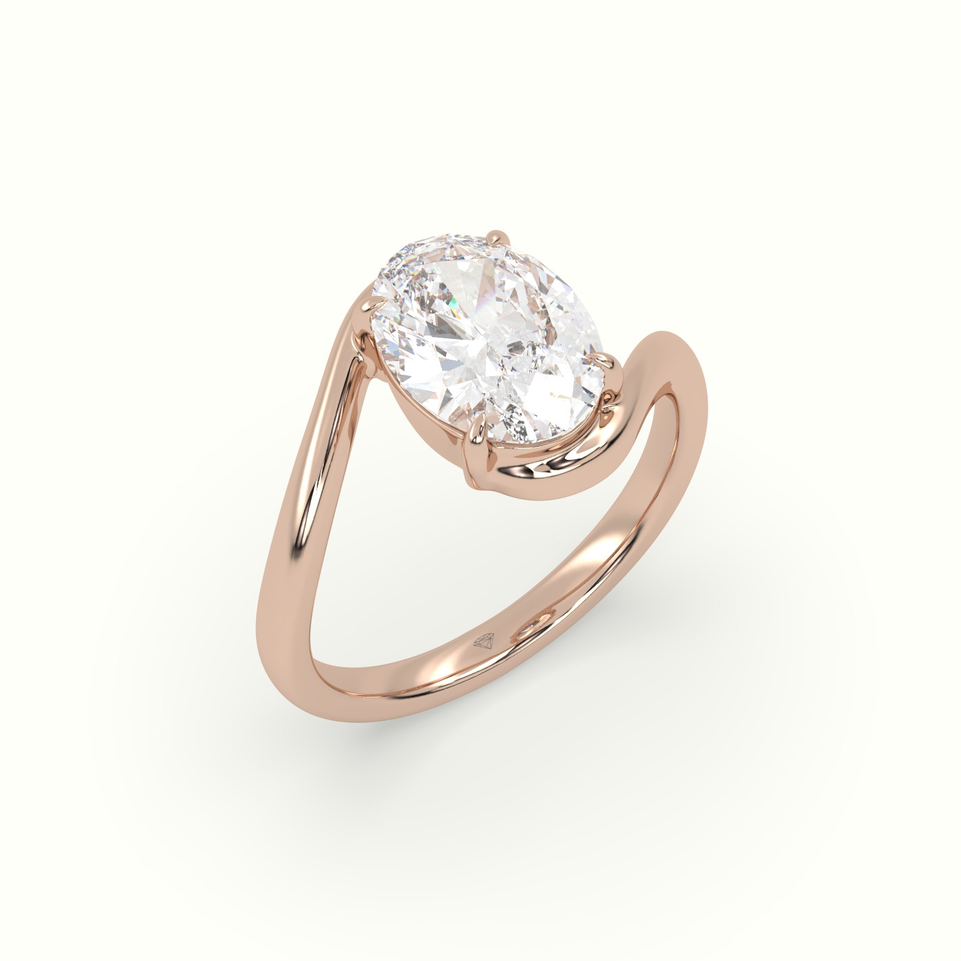 10K Rose Gold Oval Solitaire Engagement Ring