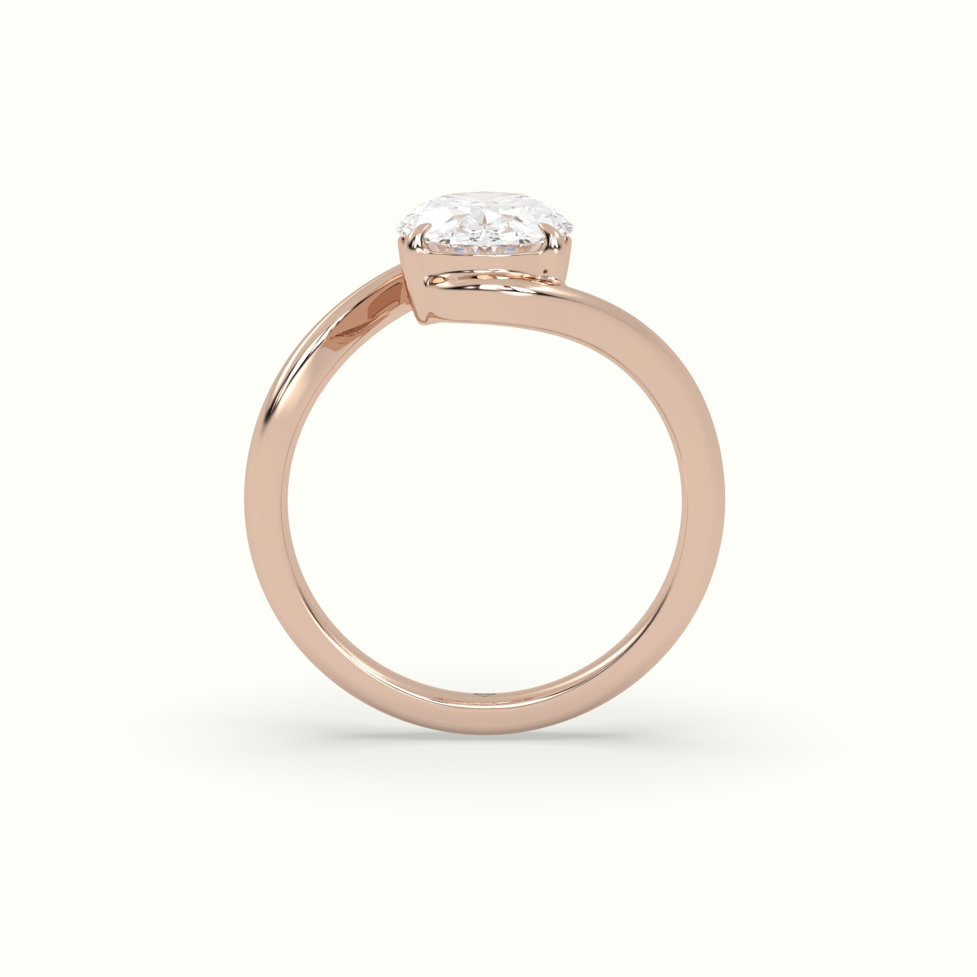 10K Rose Gold Oval Solitaire Engagement Ring