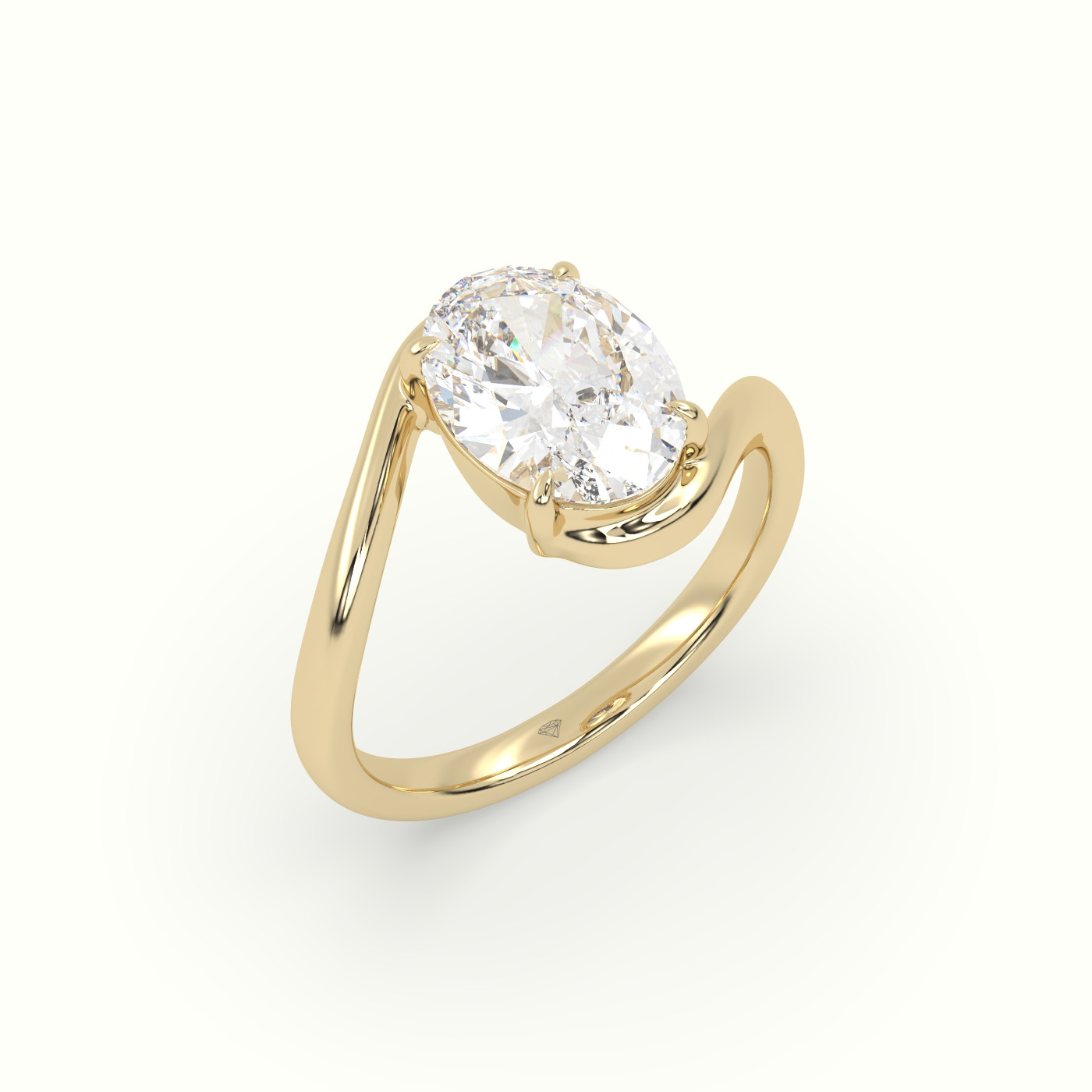 10K Yellow Gold Oval Solitaire Engagement Ring