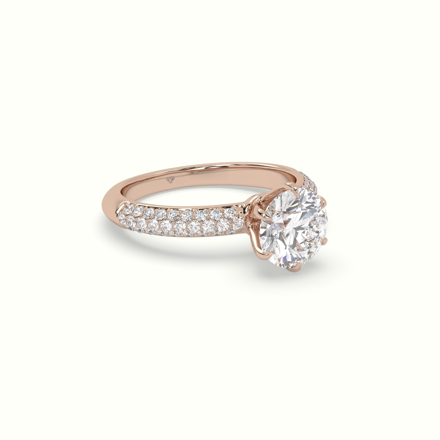 10K Rose Gold Round Cut Pave Engagement Ring