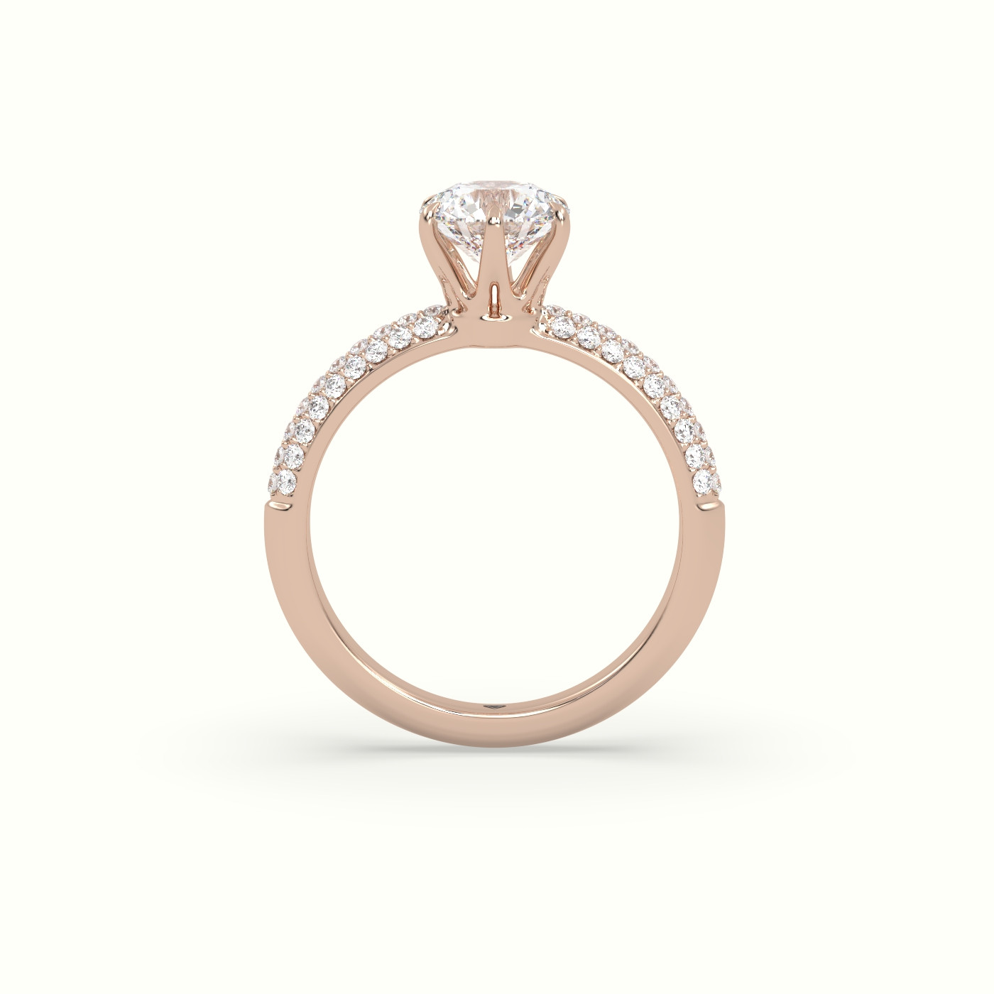 10K Rose Gold Round Cut Pave Engagement Ring