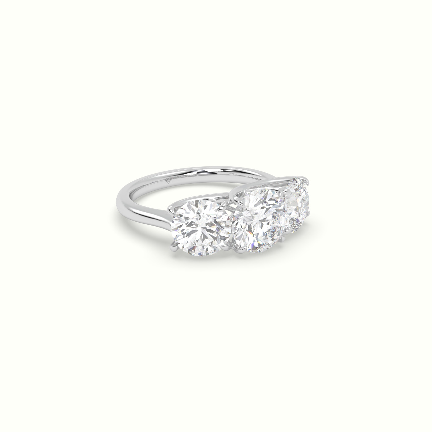 18K White Gold Round Cut Trilogy Engagement Ring