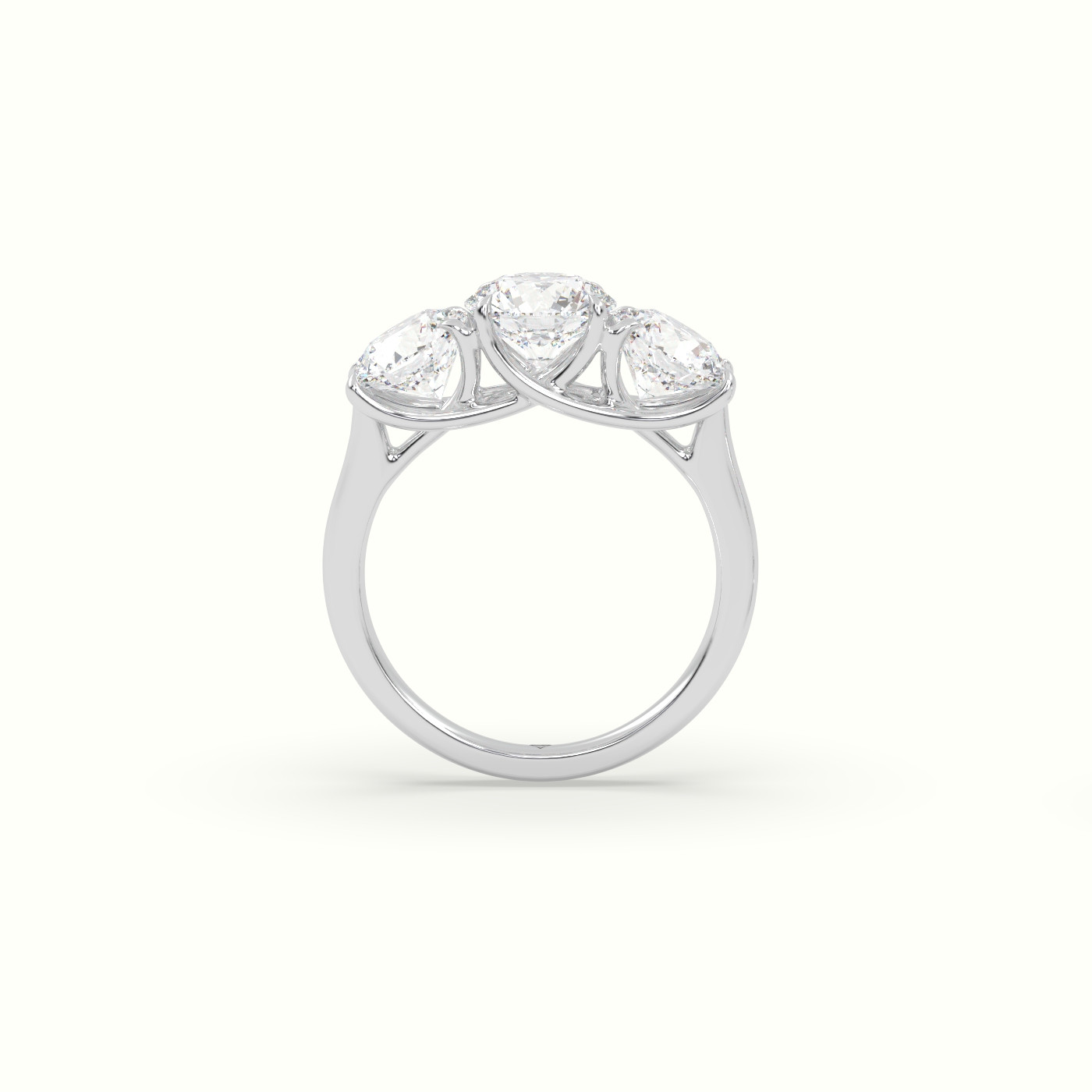 10K White Gold Round Cut Trilogy Engagement Ring