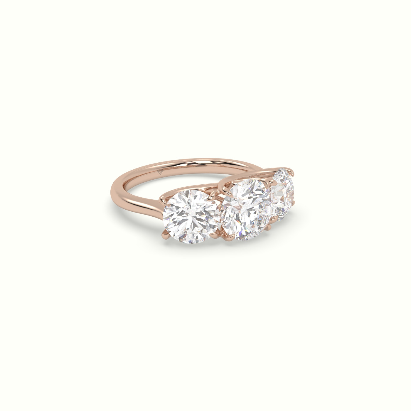 10K Rose Gold Round Cut Trilogy Engagement Ring