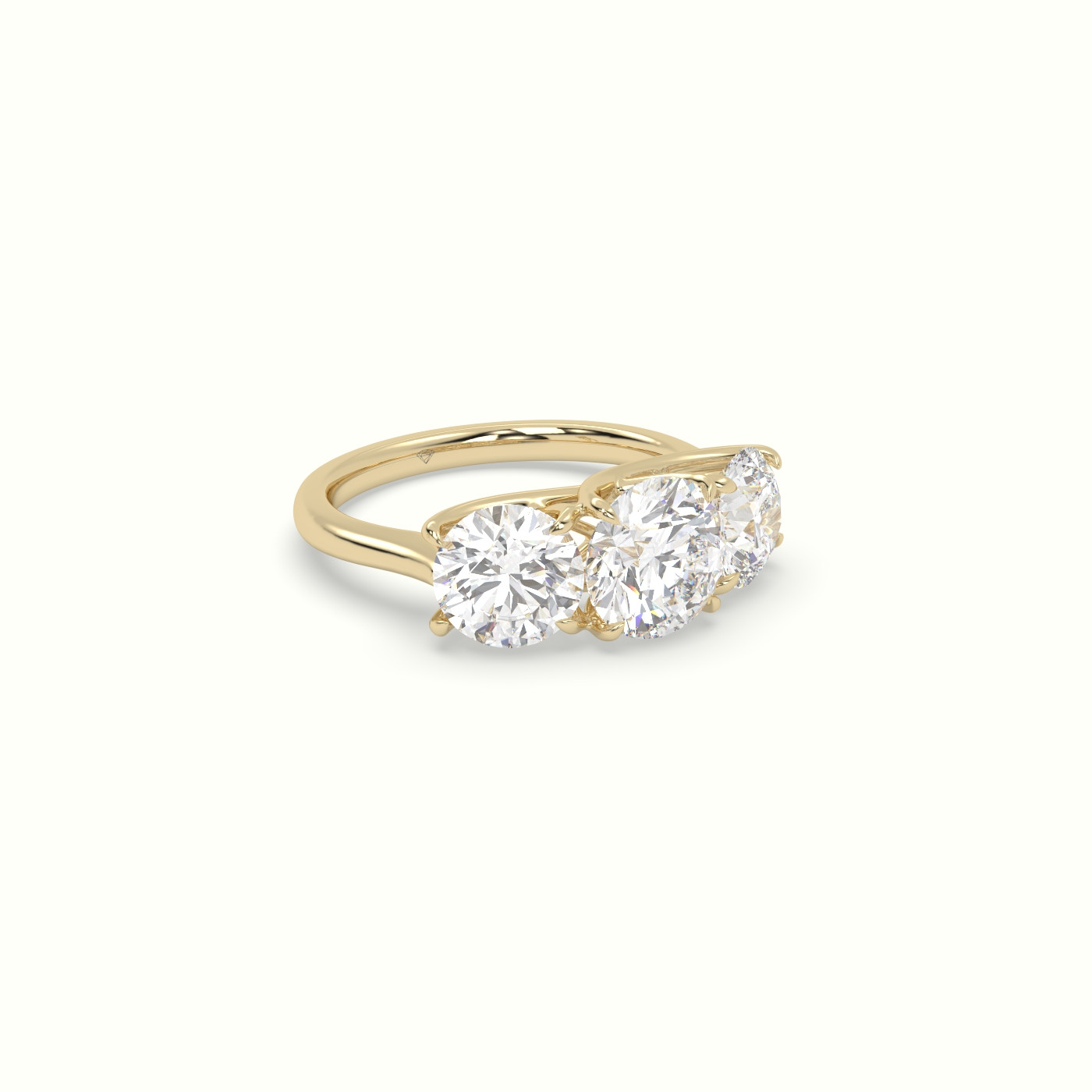 10K Yellow Gold Round Cut Trilogy Engagement Ring