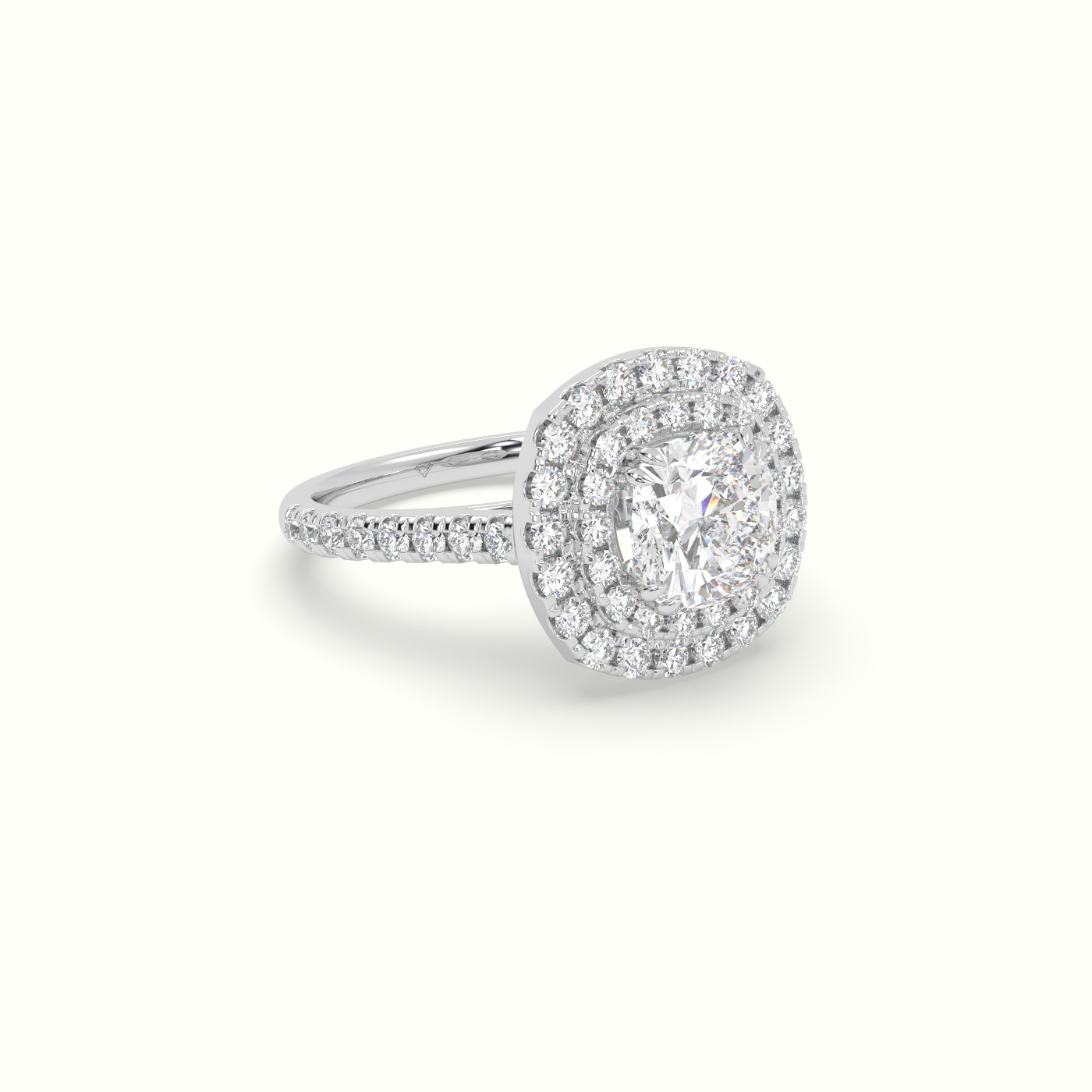 18K White Gold Cushion Cut Halo Diamond Engagement Ring