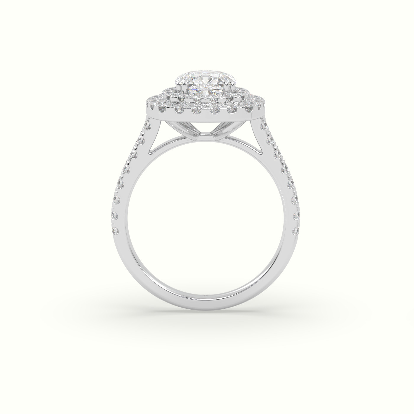 18K White Gold Cushion Cut Halo Diamond Engagement Ring