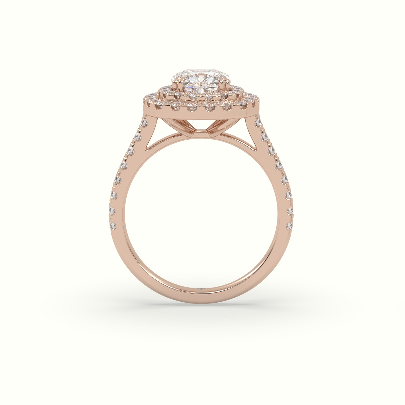 18K Rose Gold Cushion Cut Halo Diamond Engagement Ring