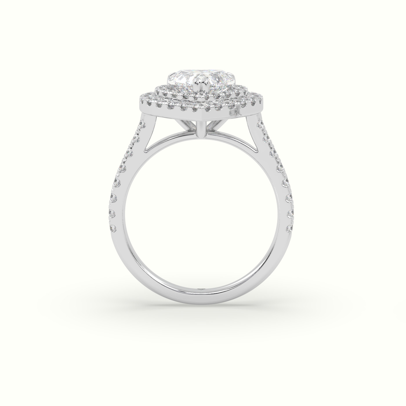 18K White Gold Heart Cut Halo Diamond Engagement Ring