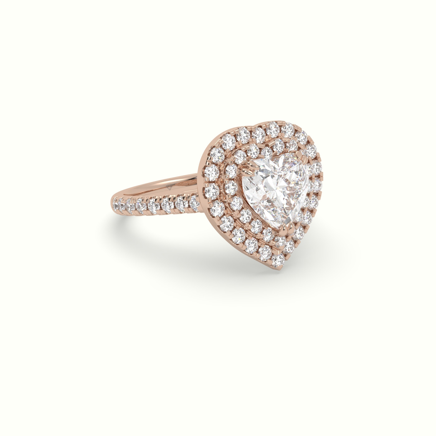 18K Rose Gold Heart Cut Halo Diamond Engagement Ring