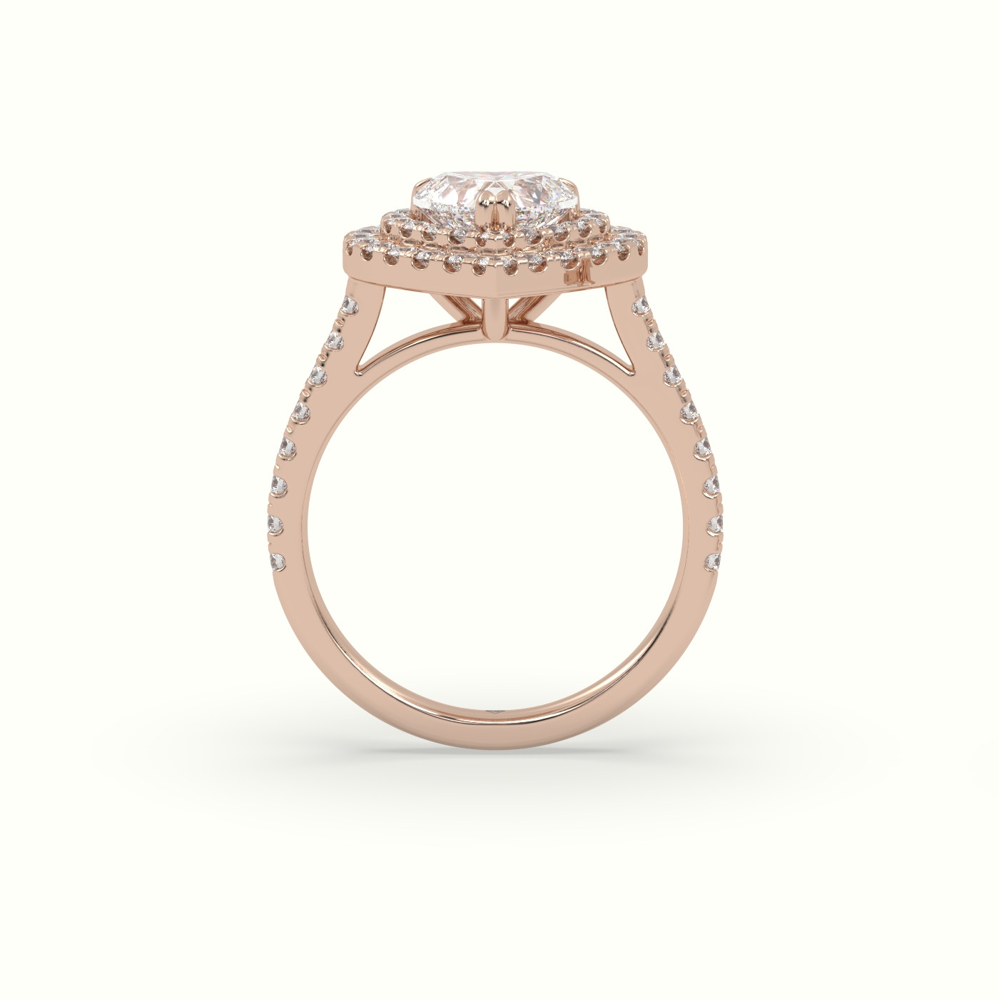 18K Rose Gold Heart Cut Halo Diamond Engagement Ring