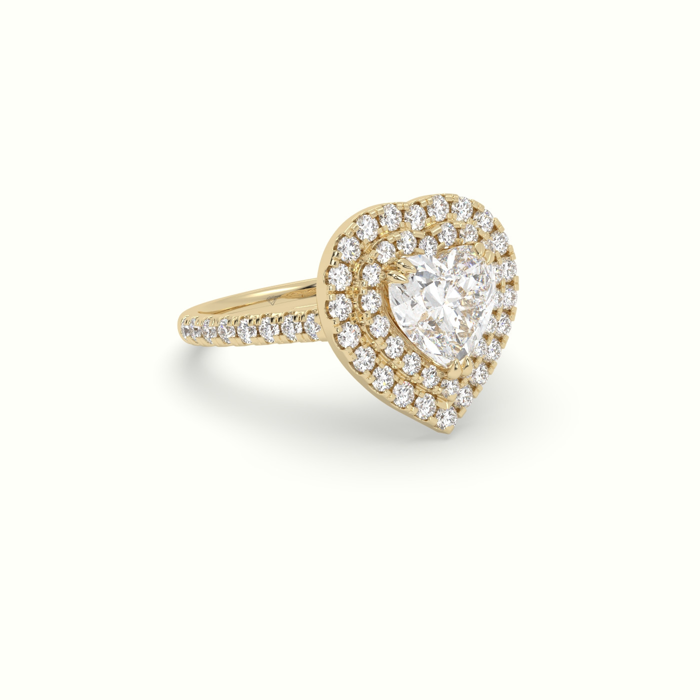 18K Yellow Gold Heart Cut Halo Diamond Engagement Ring