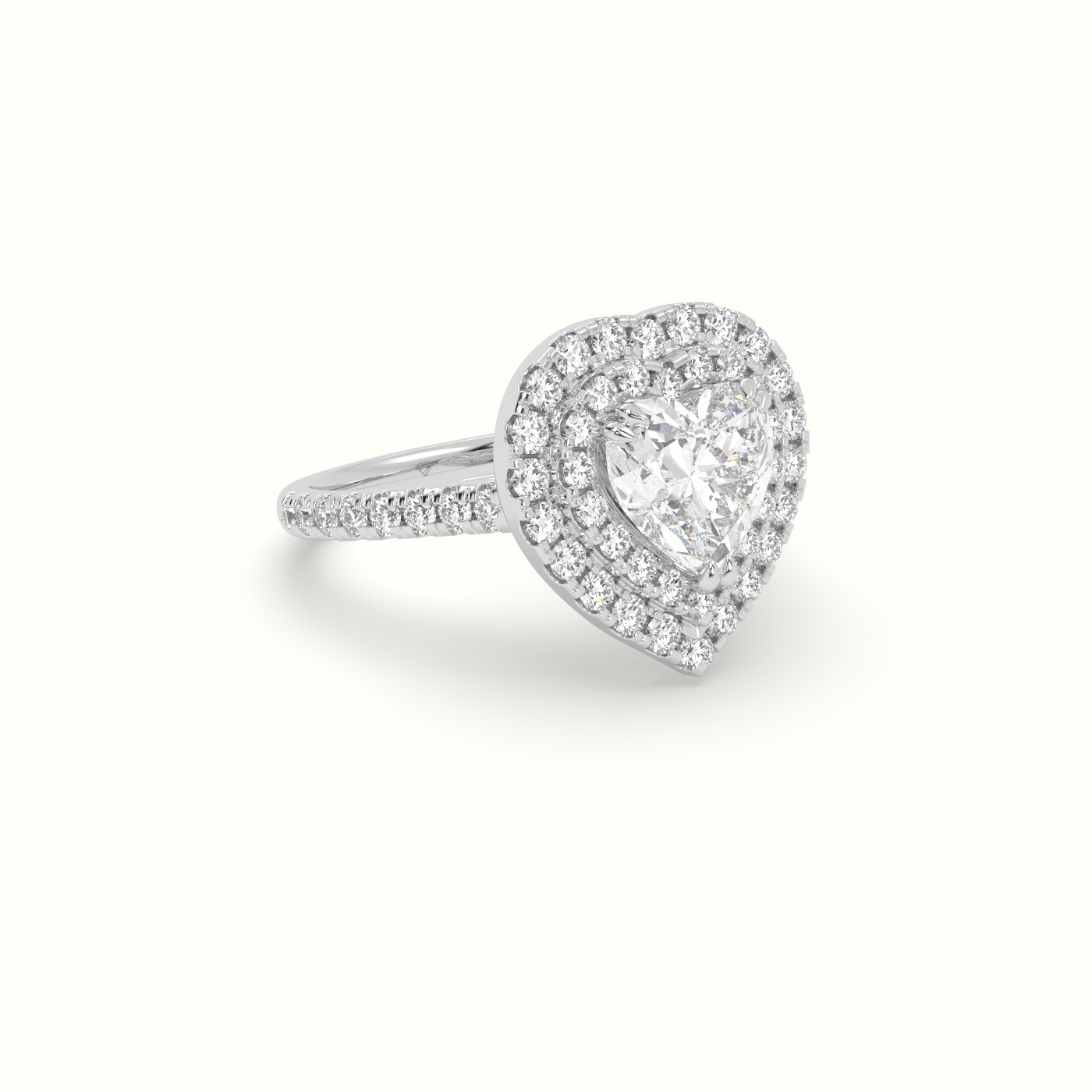 10K White Gold Heart Cut Halo Diamond Engagement Ring