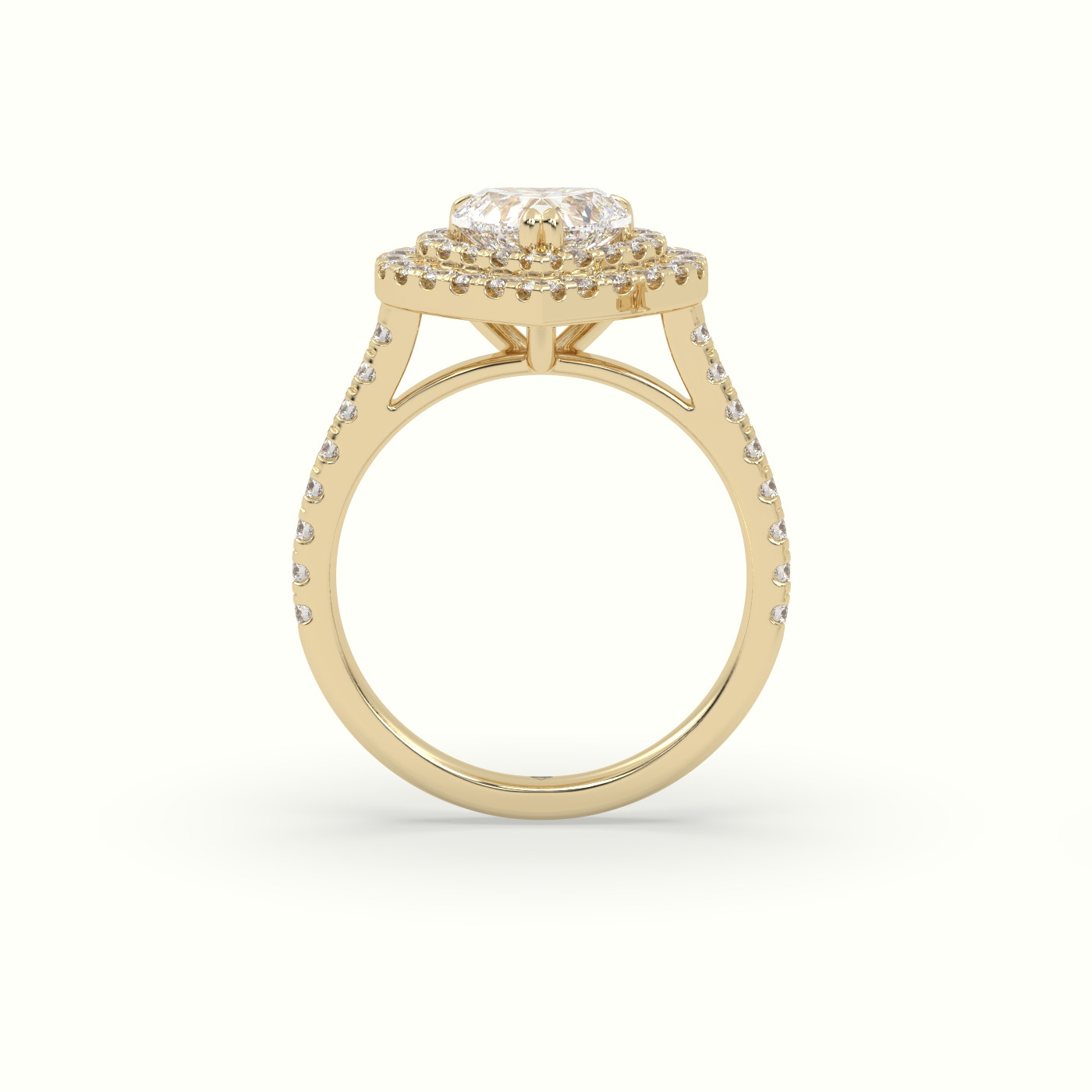 10K Yellow Gold Heart Cut Halo Diamond Engagement Ring