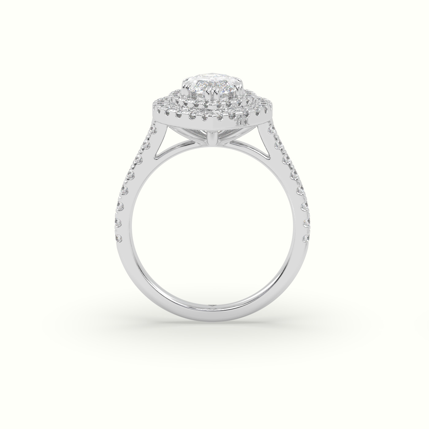 18K White Gold Marquise Cut Halo Diamond Engagement Ring