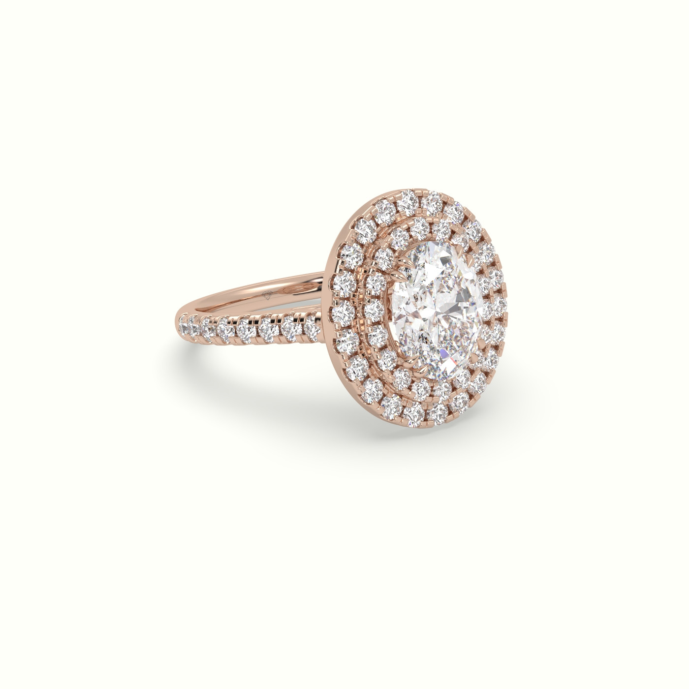 18K Rose Gold Oval Cut Diamond Halo Engagement Ring