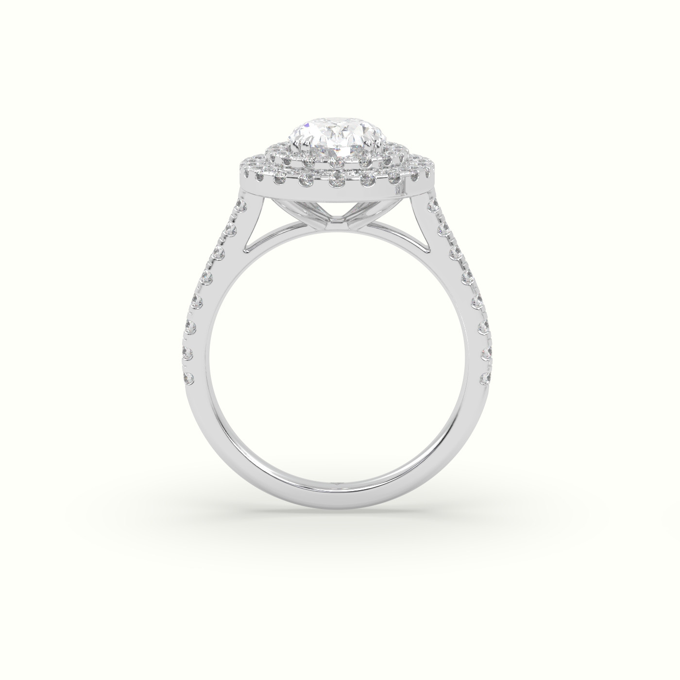 10K White Gold Oval Cut Diamond Halo Engagement Ring