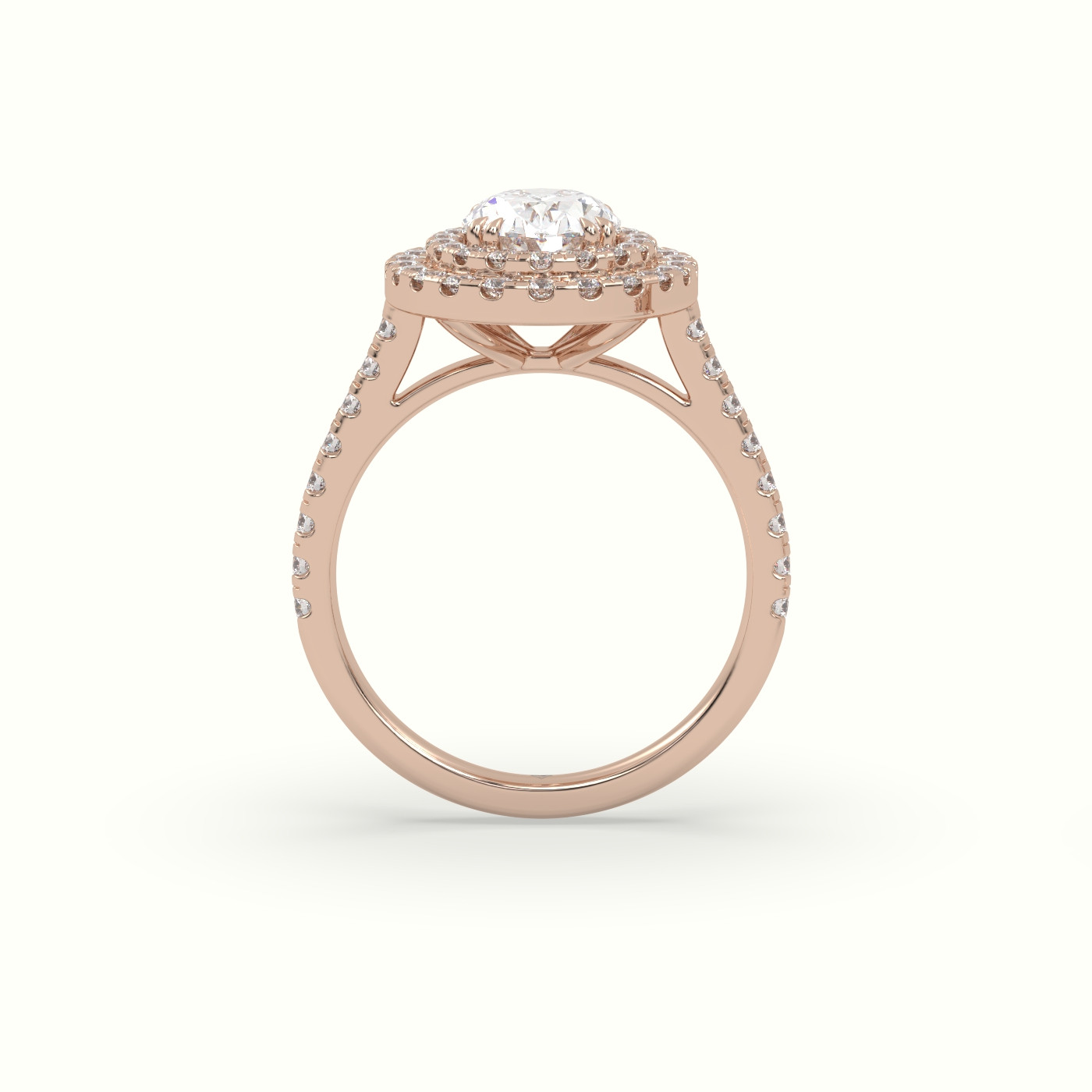 10K Rose Gold Oval Cut Diamond Halo Engagement Ring