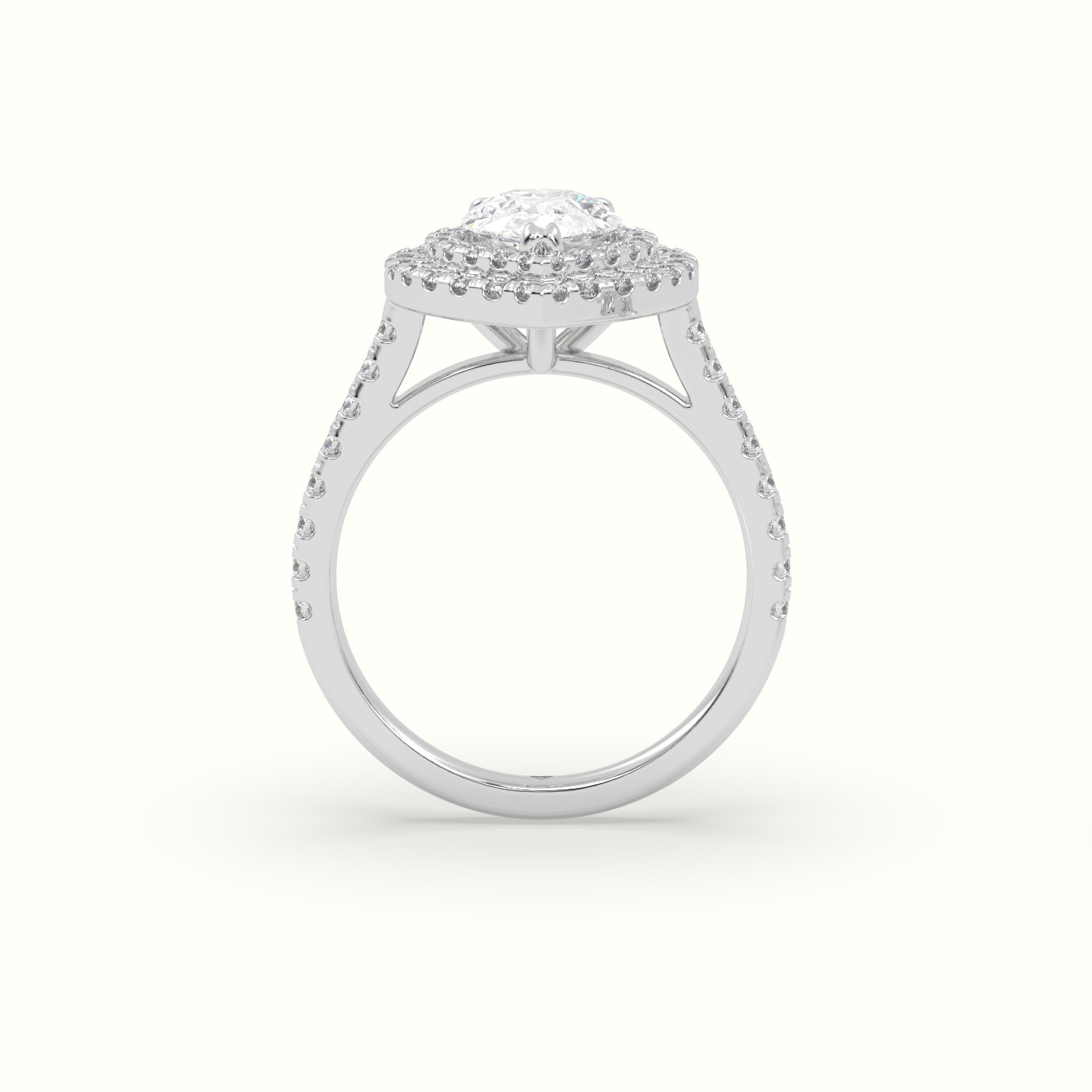 18K White Gold Pear Cut Diamond Halo Engagement Ring