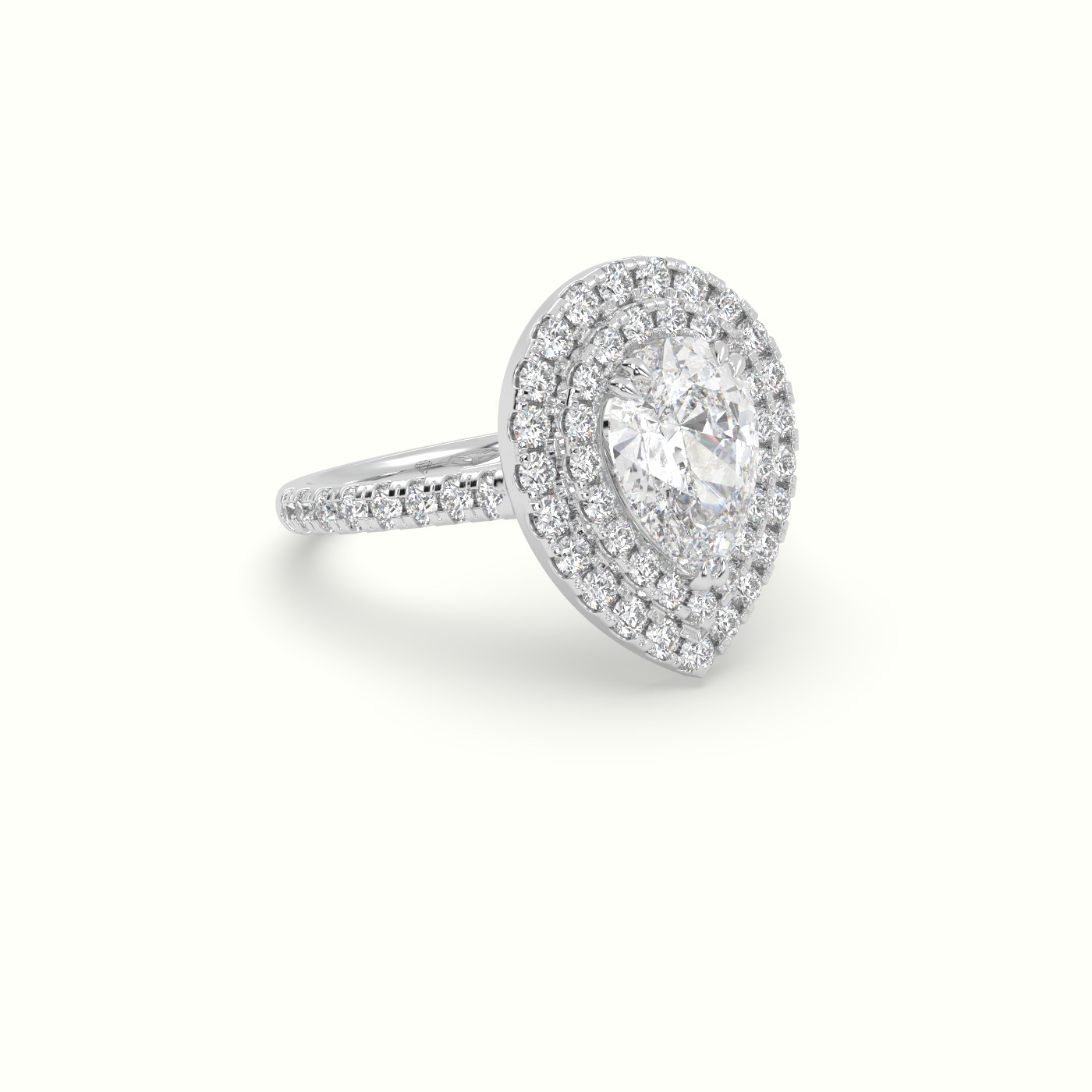 10K White Gold Pear Cut Diamond Halo Engagement Ring