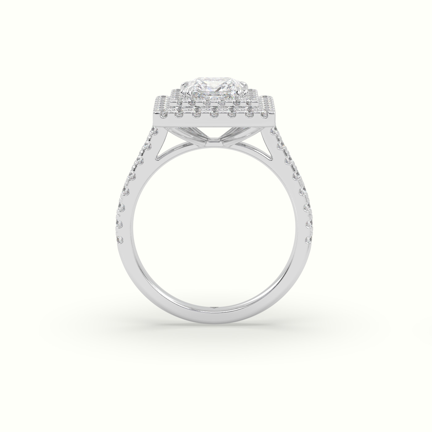 10K White Gold Princess Cut Diamond Halo Engagement Ring