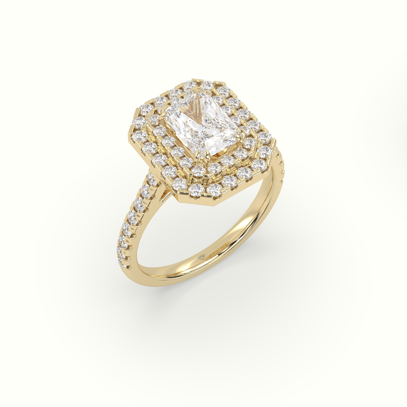 10K Yellow Gold Radiant Cut Diamond Halo Engagement Ring