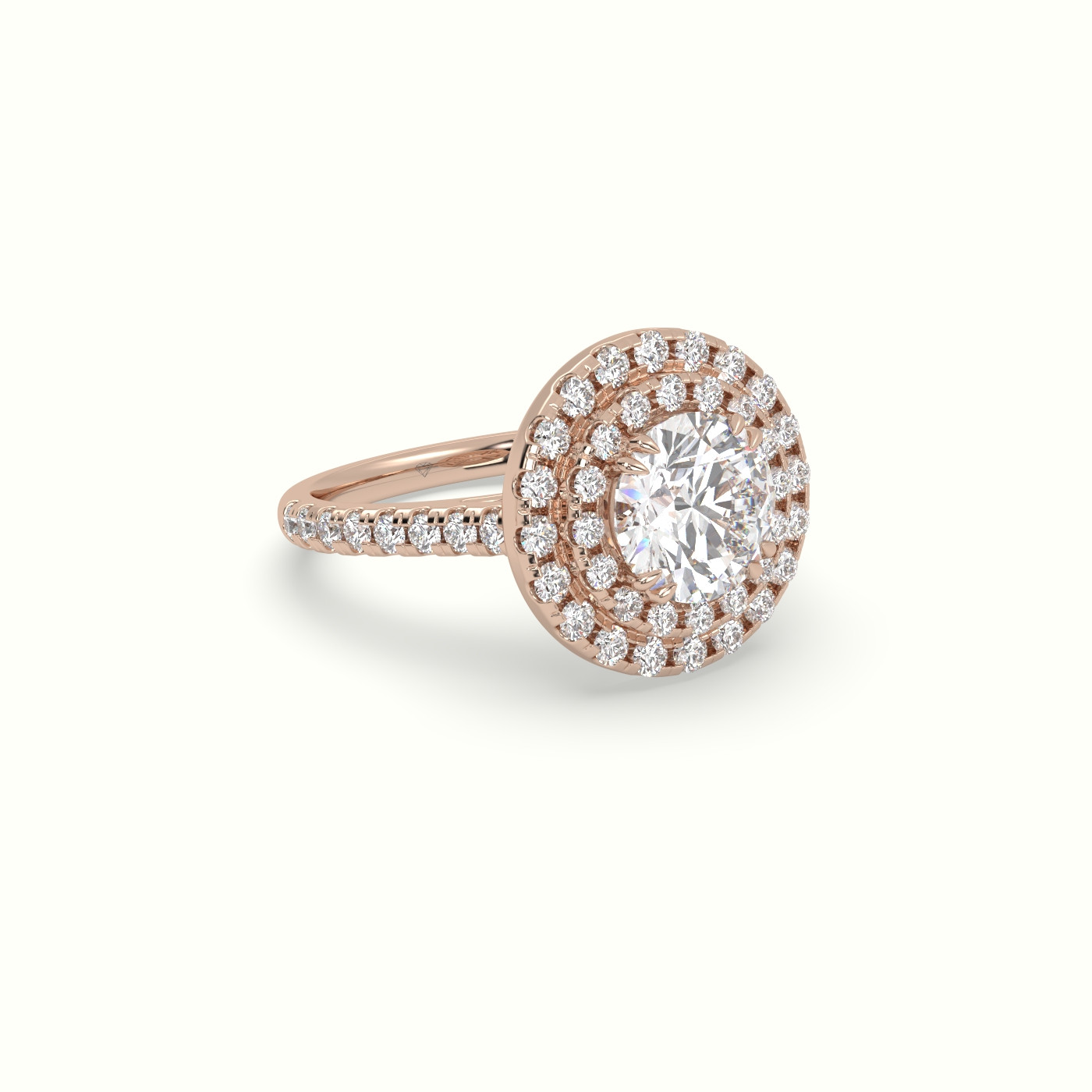 10K Rose Gold Round Cut Diamond Halo Engagement Ring