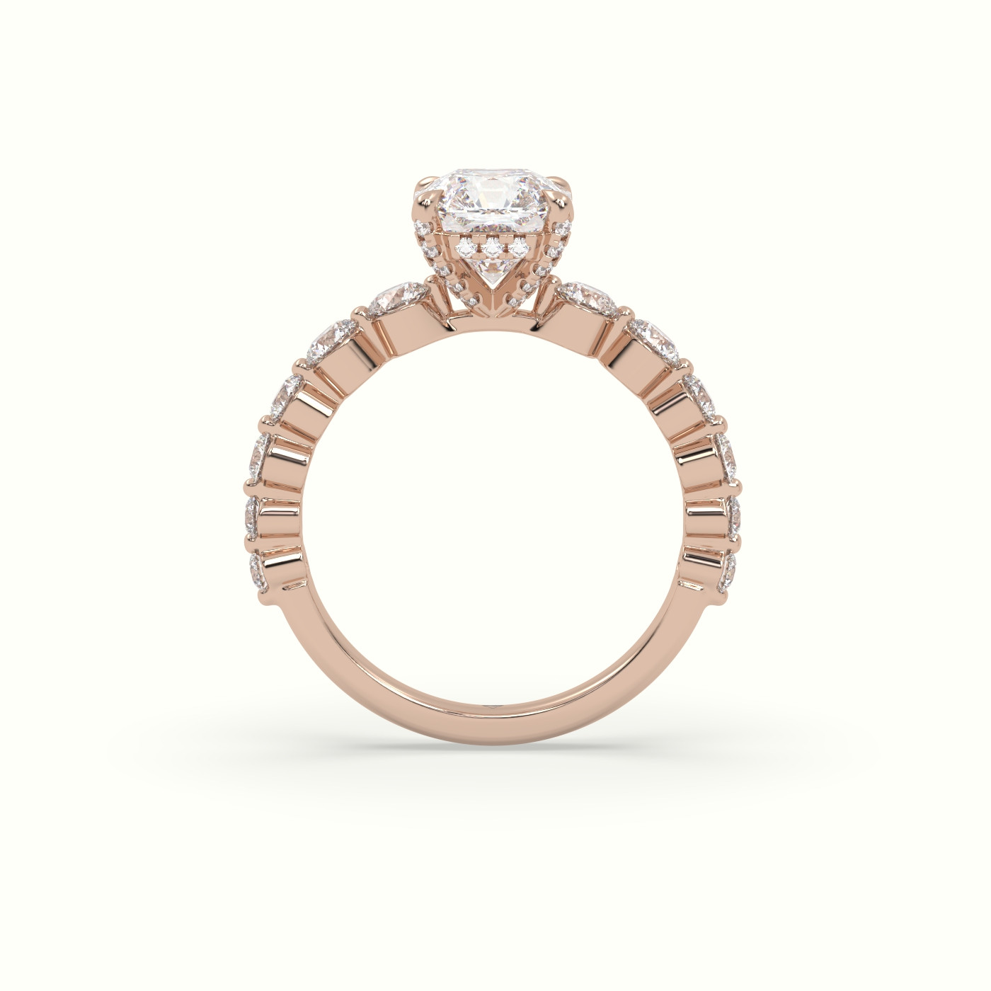 18K Rose Gold Asscher Cut Diamond Engagement Ring with Side Stones