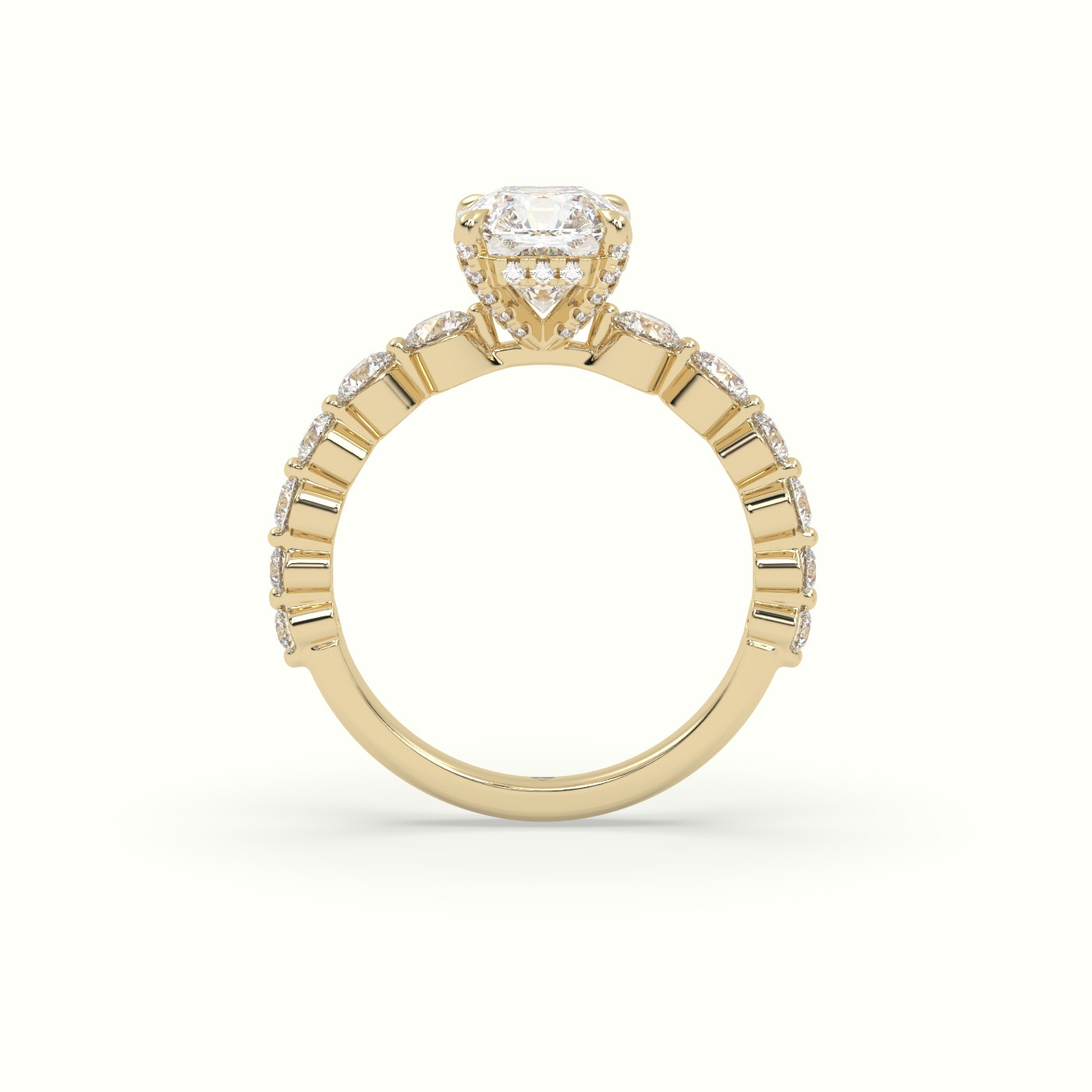 18K Yellow Gold Asscher Cut Diamond Engagement Ring with Side Stones