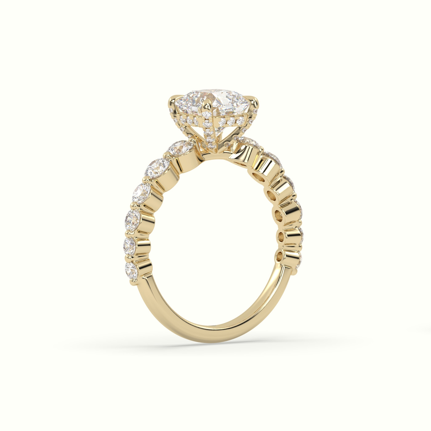 10K Yellow Gold Asscher Cut Diamond Engagement Ring with Side Stones