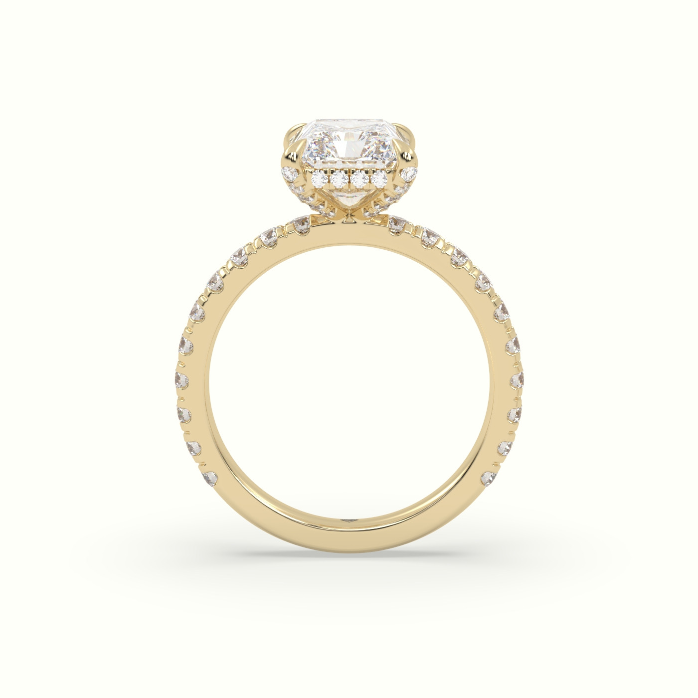 18K Yellow Gold Radiant Cut Solitaire Pave Engagement Ring