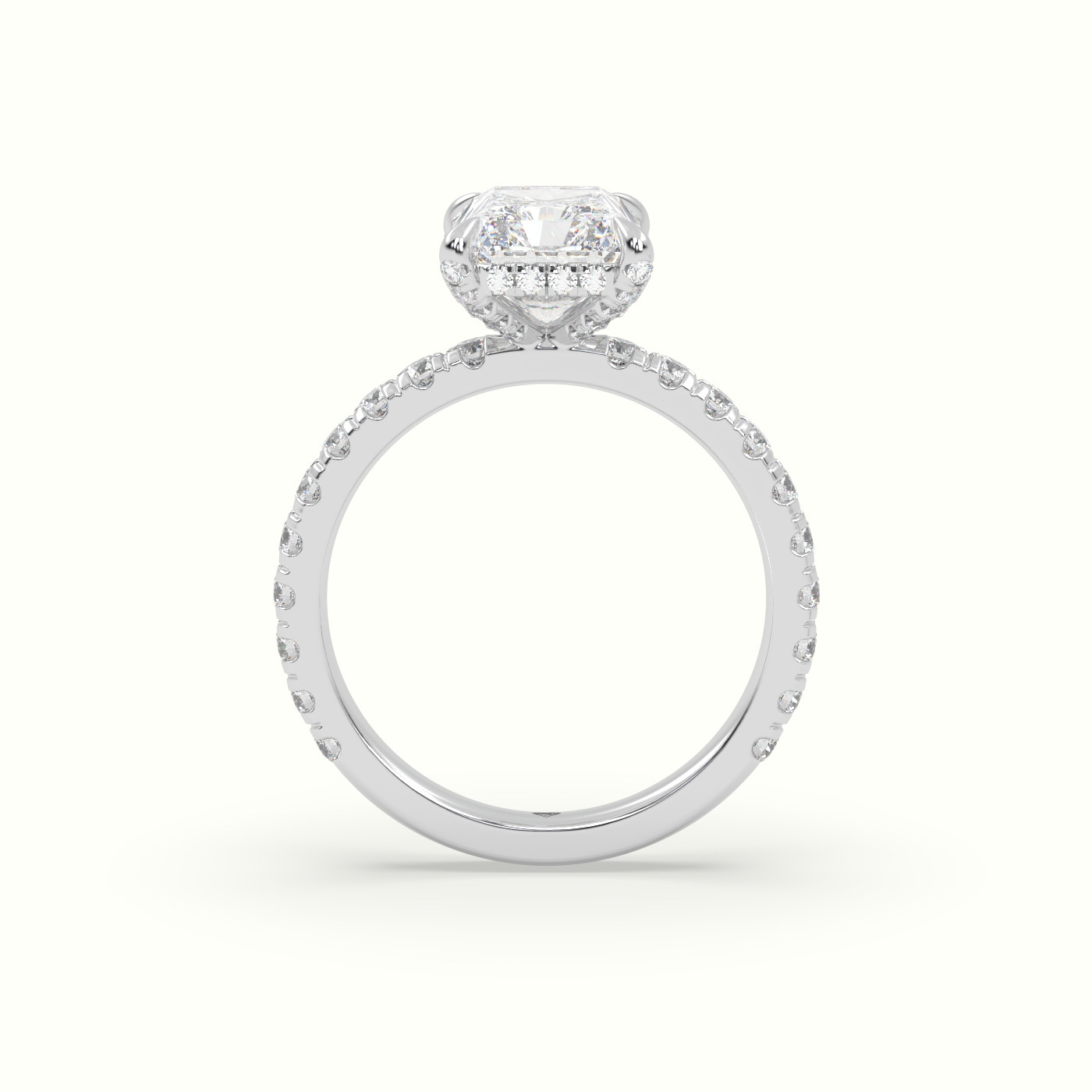 10K White Gold Radiant Cut Solitaire Pave Engagement Ring