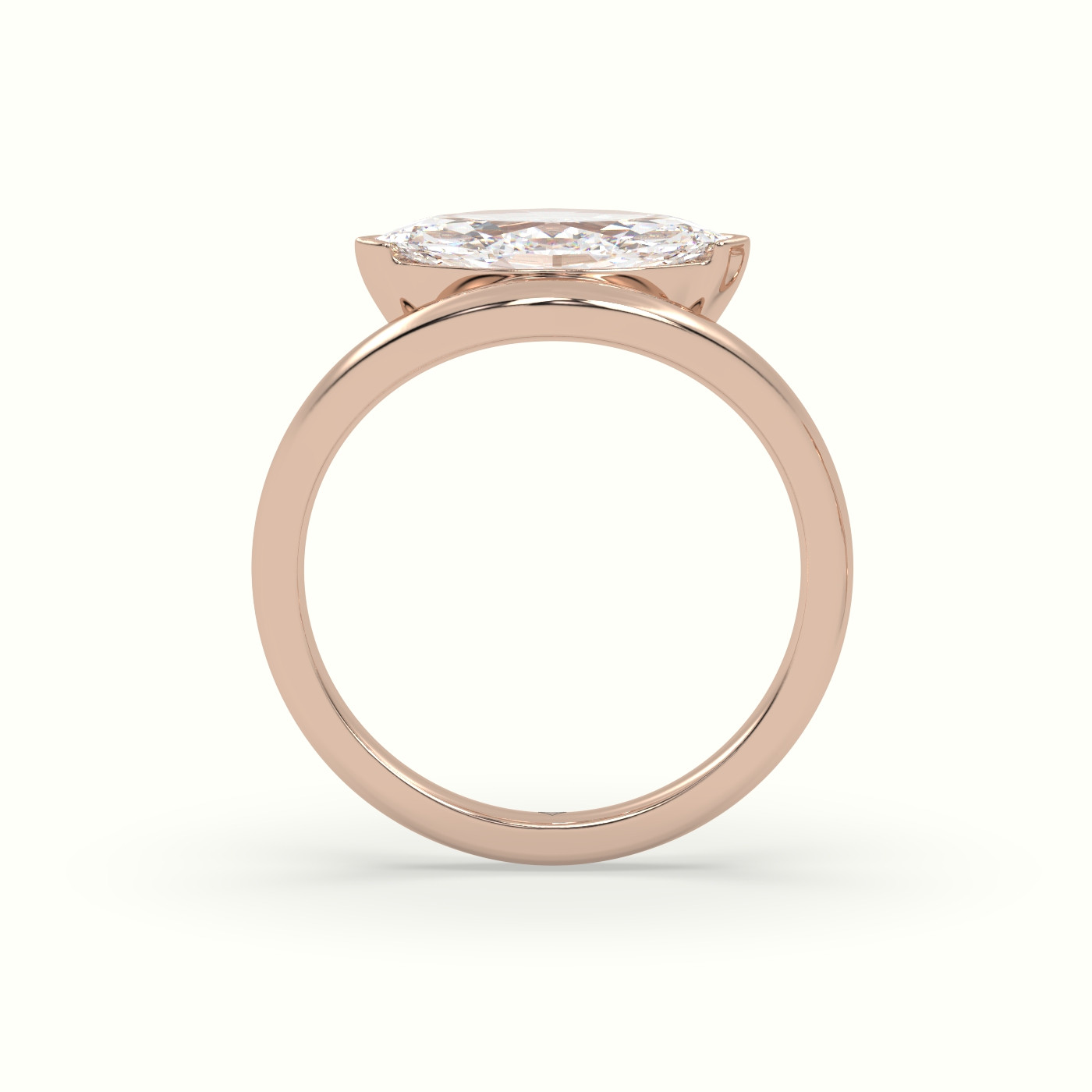 18K Rose Gold Marquise Diamond Solitaire Bypass Engagement Ring