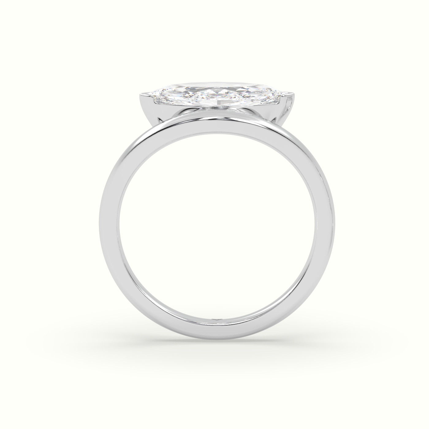 10K White Gold Marquise Diamond Solitaire Bypass Engagement Ring