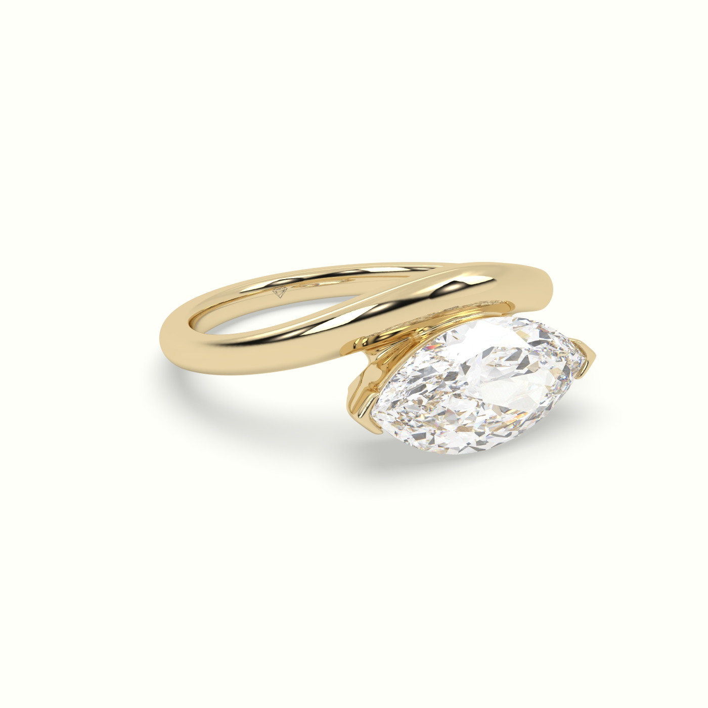 10K Yellow Gold Marquise Diamond Solitaire Bypass Engagement Ring