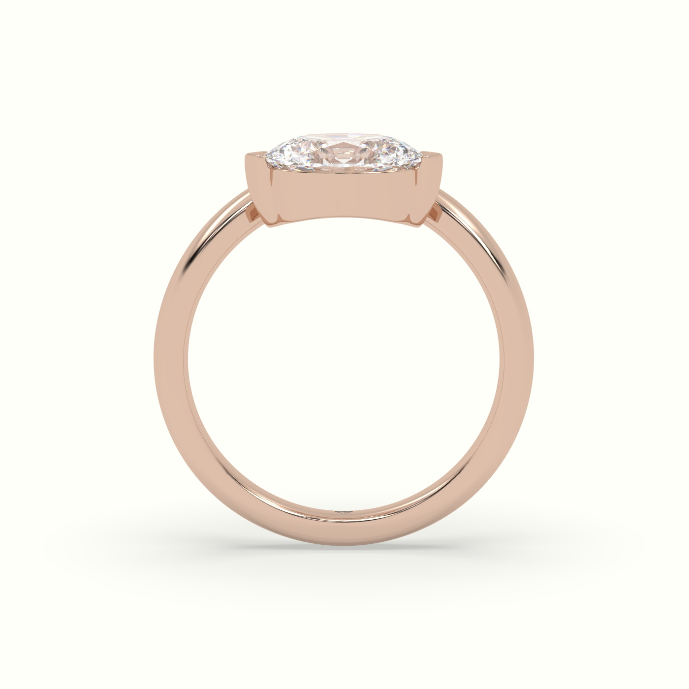 18K Rose Gold Oval Diamond Solitaire Bypass Engagement Ring