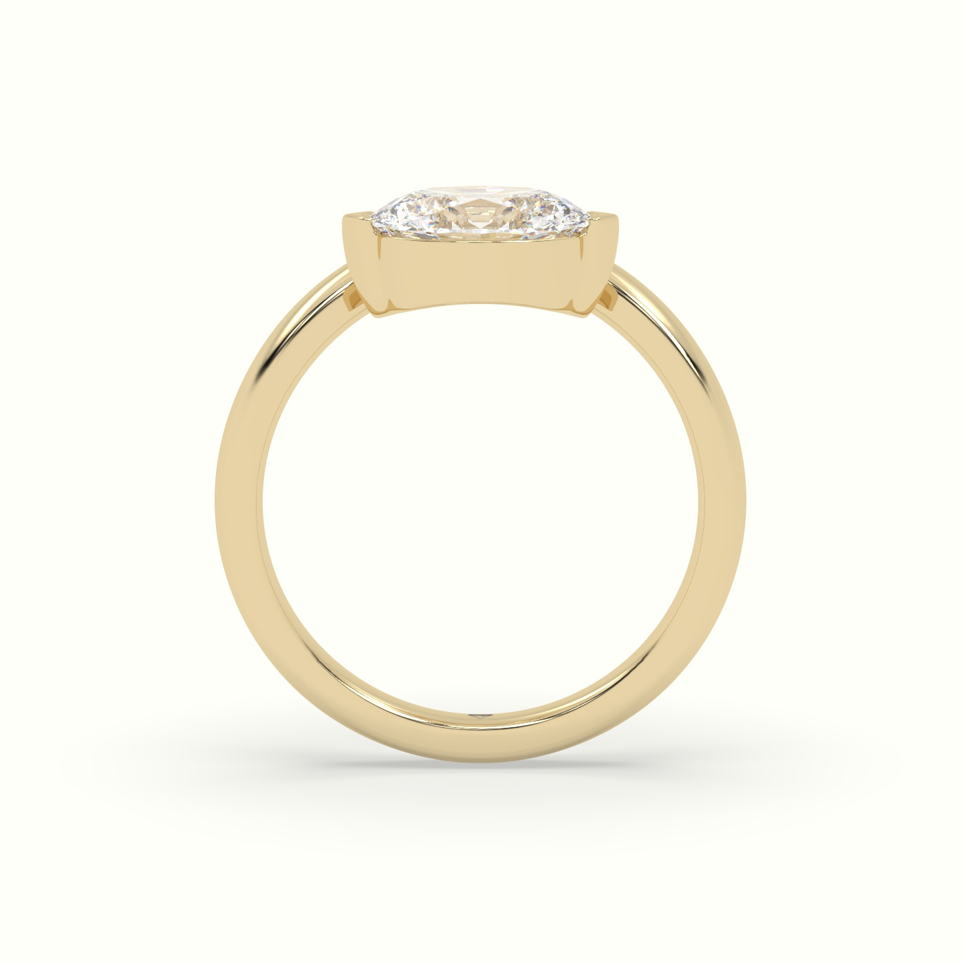 18K Yellow Gold Oval Diamond Solitaire Bypass Engagement Ring