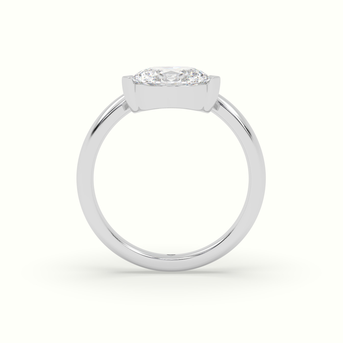 10K White Gold Oval Diamond Solitaire Bypass Engagement Ring