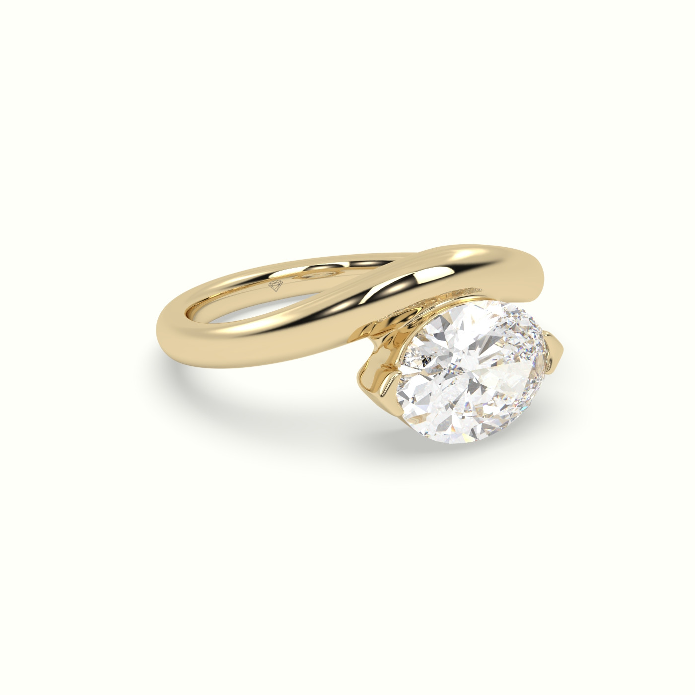 10K Yellow Gold Oval Diamond Solitaire Bypass Engagement Ring