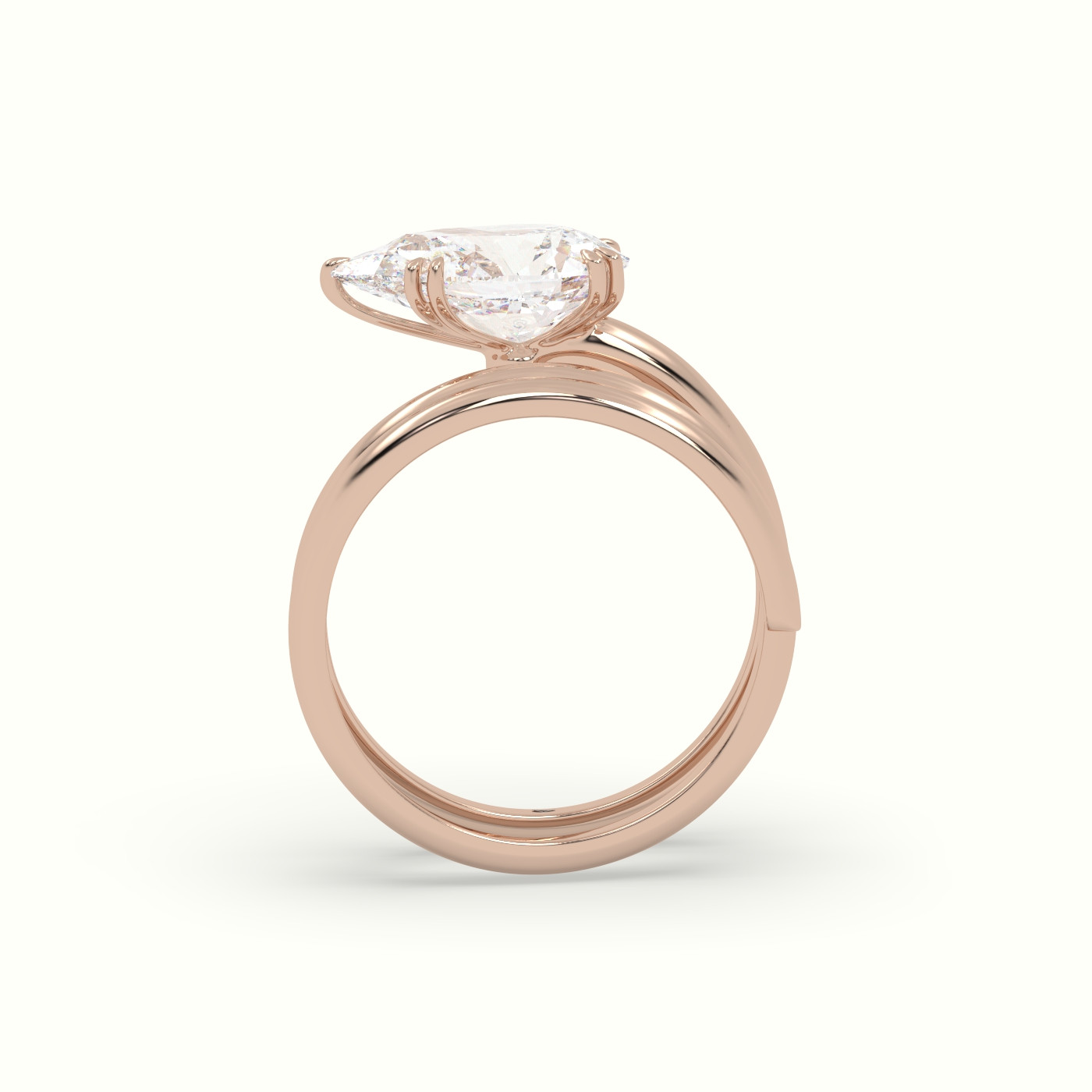 18K Rose Gold Pear Diamond Solitaire Snake Wrap Engagement Ring