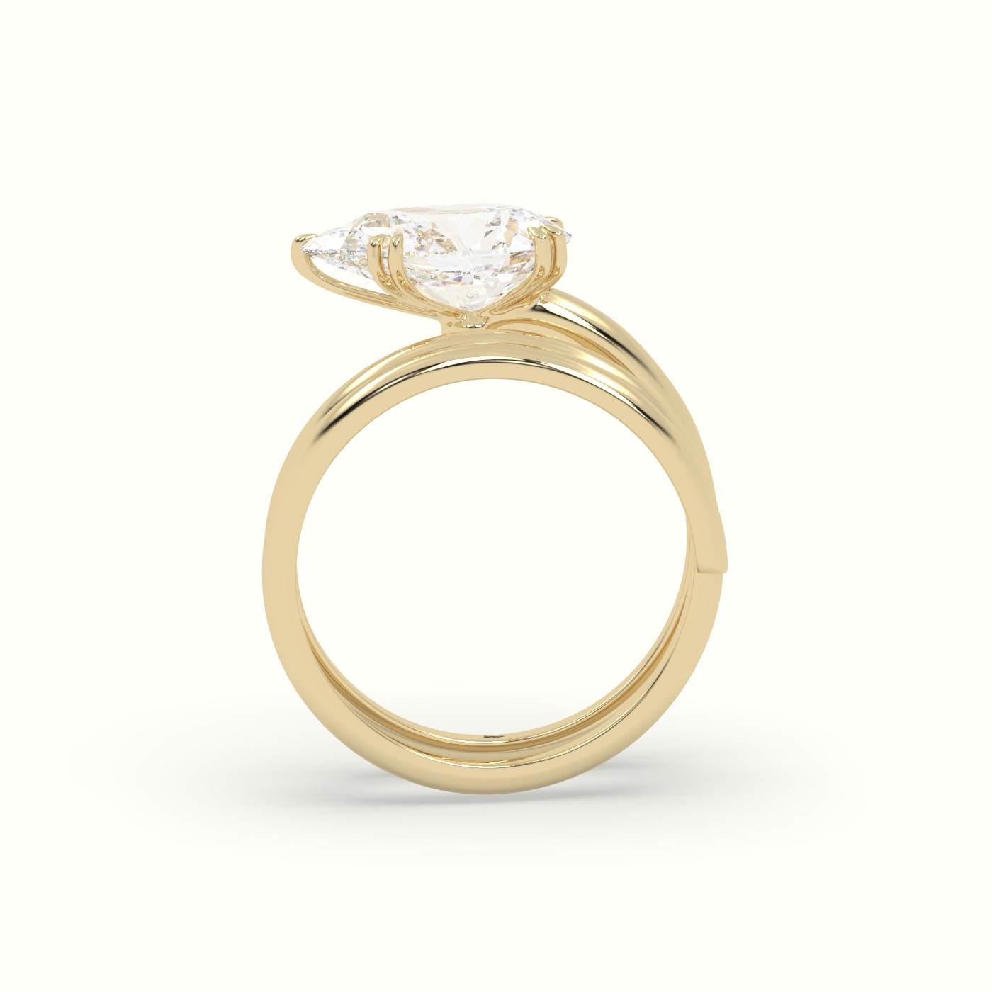 10K Yellow Gold Pear Diamond Solitaire Snake Wrap Engagement Ring