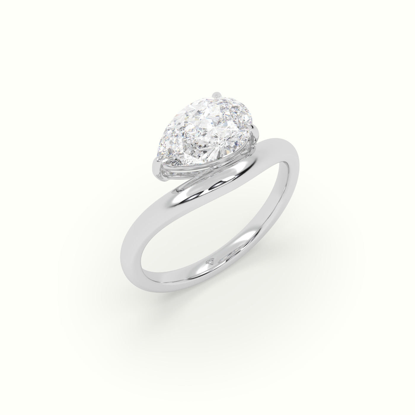 10K White Gold Pear Diamond Solitaire Engagement Ring