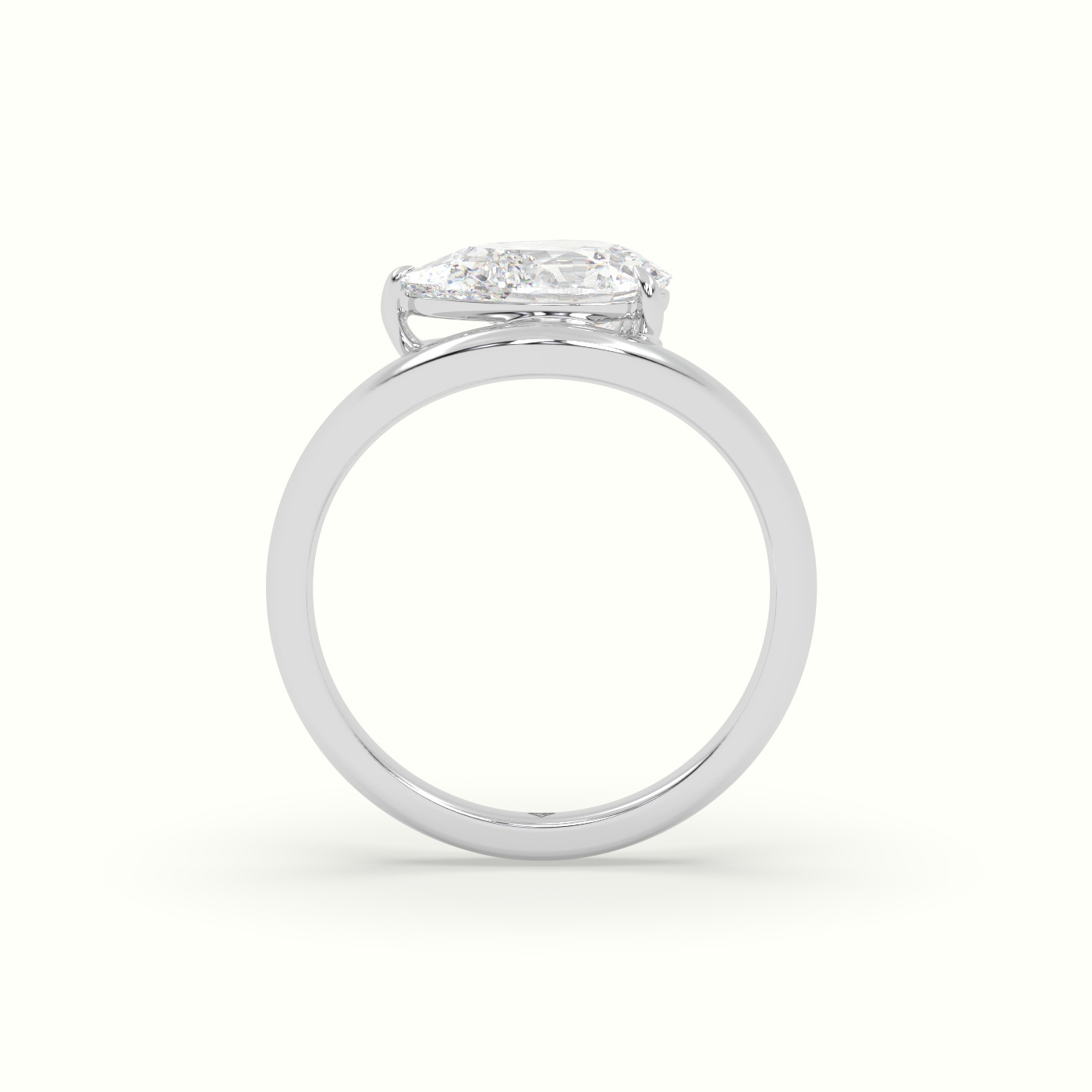 10K White Gold Pear Diamond Solitaire Engagement Ring