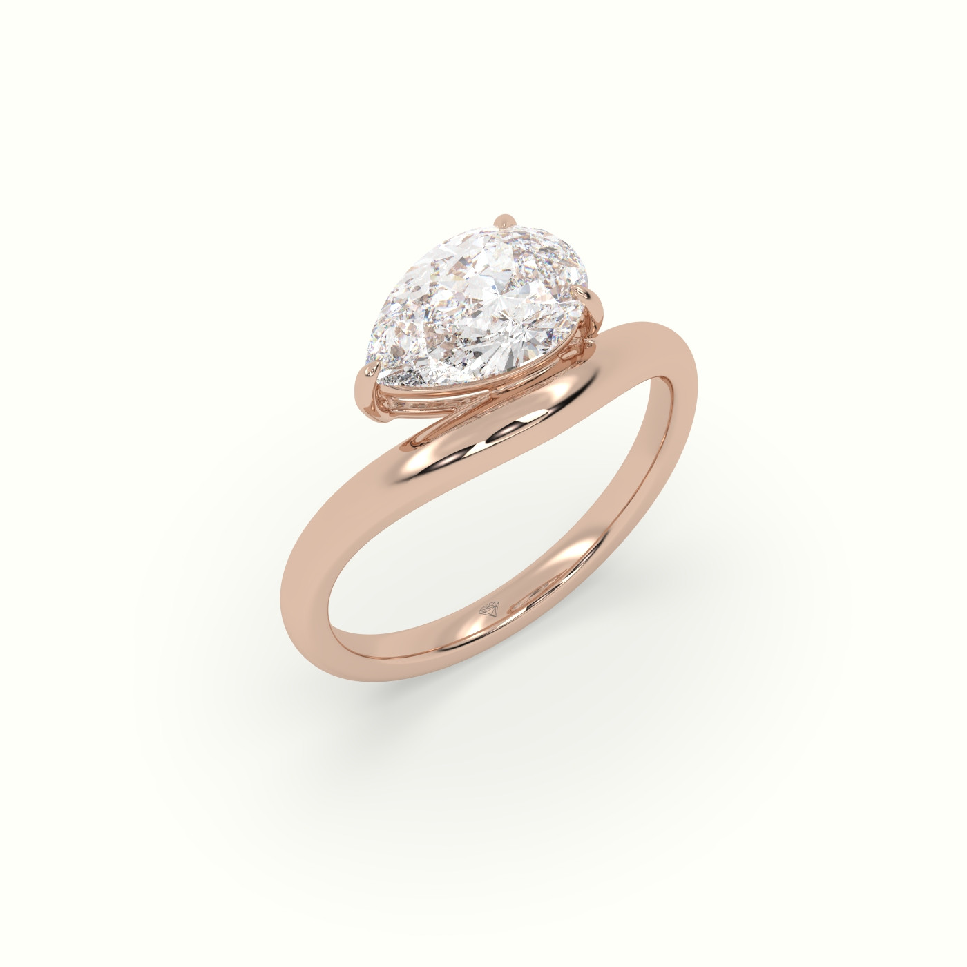 10K Rose Gold Pear Diamond Solitaire Engagement Ring